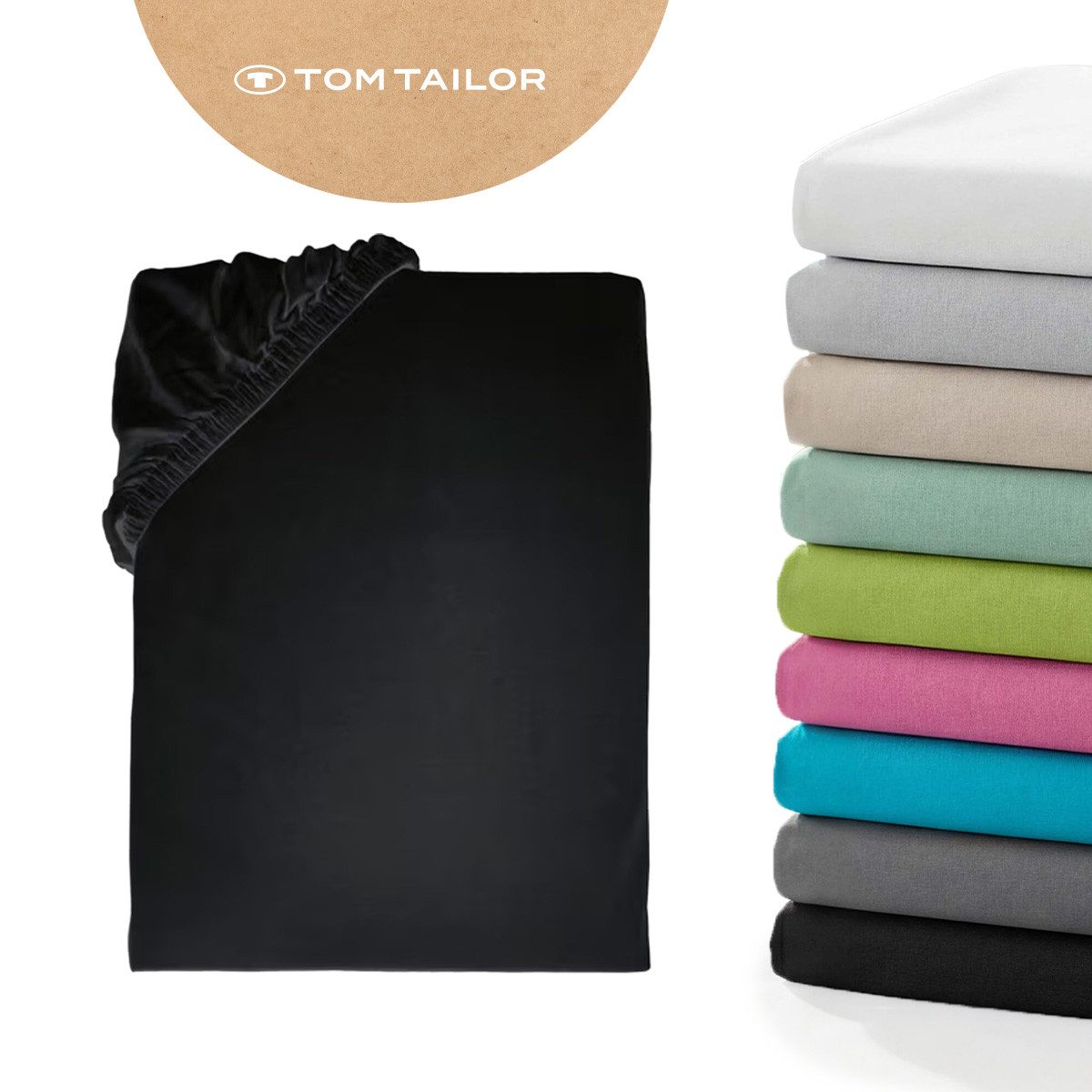 TOM TAILOR HOME Spannbettlaken Tom Tailor Jersey, Jersey, Gummizug: rundum, (1 Stück), ab Größe 90x200 cm, Laken in hochwertiger Jersey Qualität