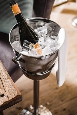 MichaelNoll Wein- und Sektkühler Champagnerkühler auf Standfuß, Weinkühler mit Ständer, Flaschenkühler Sektkühler Getränkekühler aus Edelstahl Silber Party - Kühler für Sekt, Wein und Champagner - XXL 80 cm