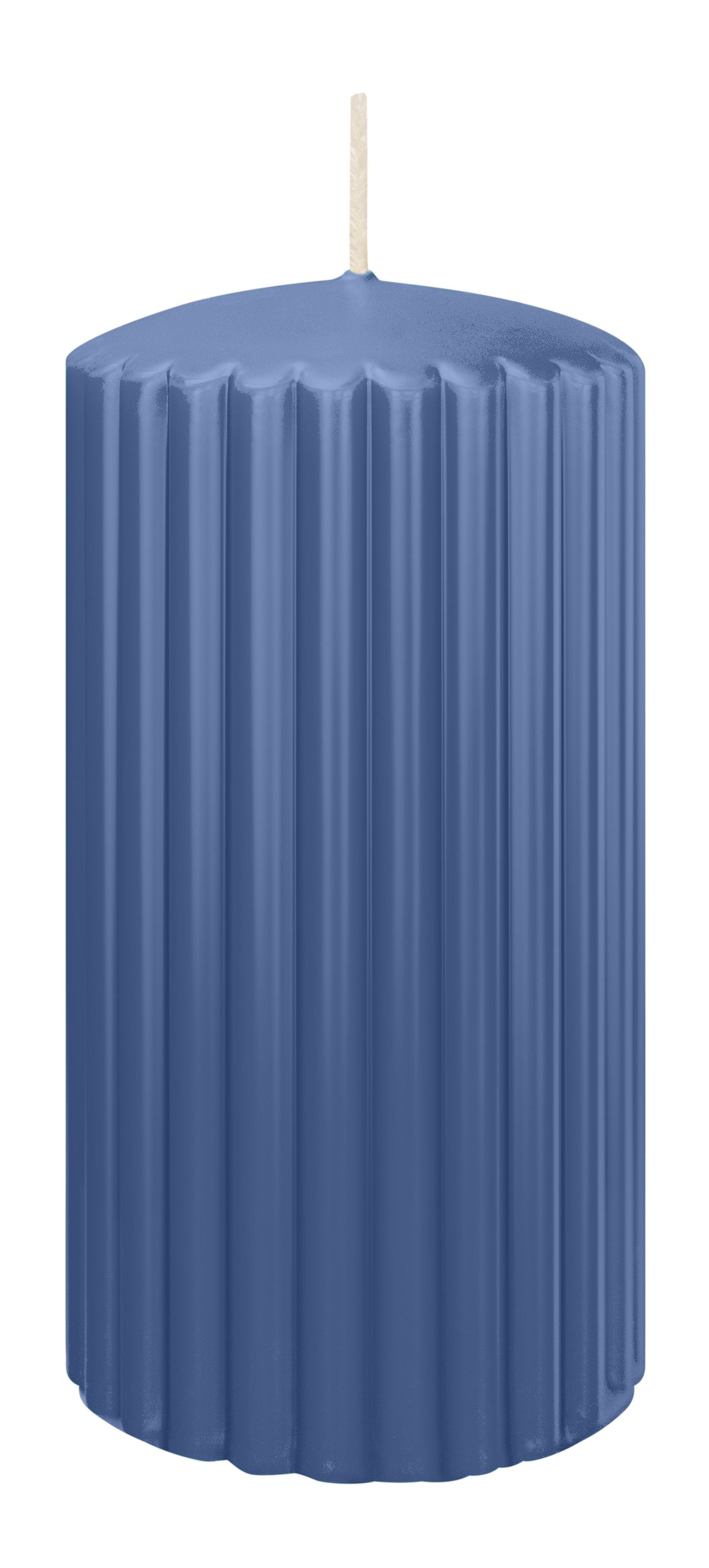 Wiedemann Kerzen Adventskerze Rillen Kerzen Graublau 150 x Ø 80 mm, 4 Stück