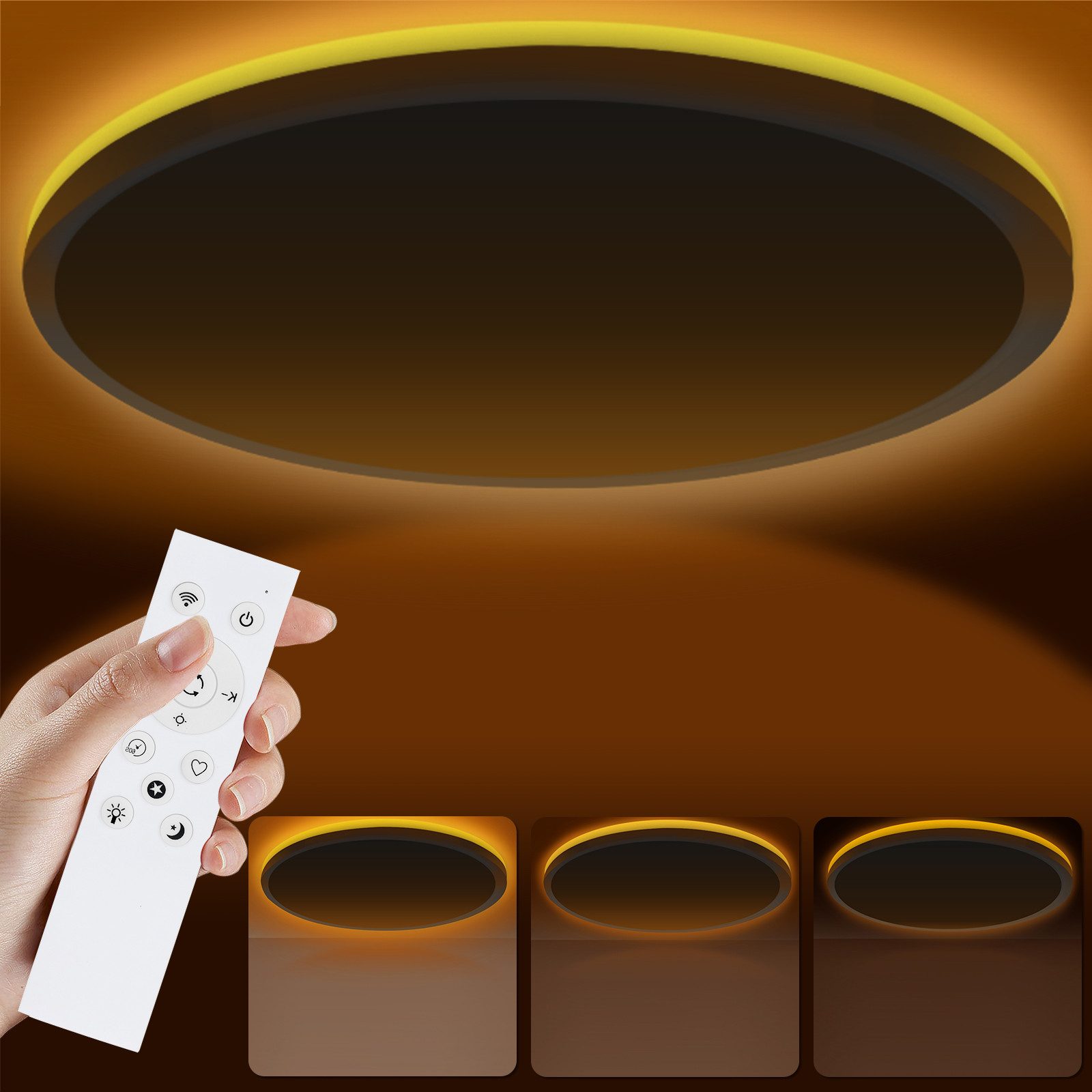 POPOLIC LED Deckenleuchte Deckenlampe, 24W 3200LM 30cm Dimmbar mit Fernbedi günstig online kaufen
