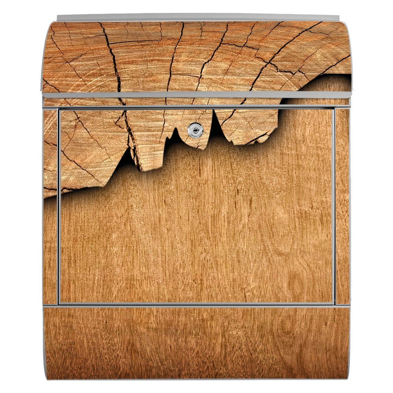 banjado 47 Wandbriefkasten mit Holz pulverbeschichtet, Stahl (Wandbriefkasten 39 14cm x Zeitungsfach), witterungsbeständig, grau x