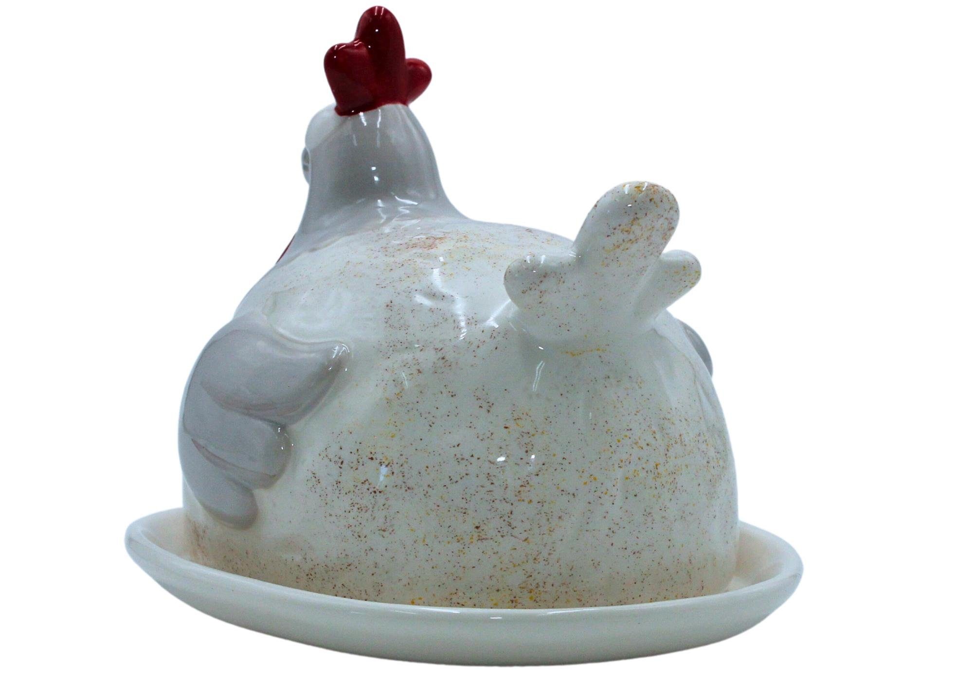 Dekohelden24 Butterglocke Keramik / 10,5 Huhn, x Butterglocke cm.,(1-tlg) ca. Butterdose als x 15,6 12,8