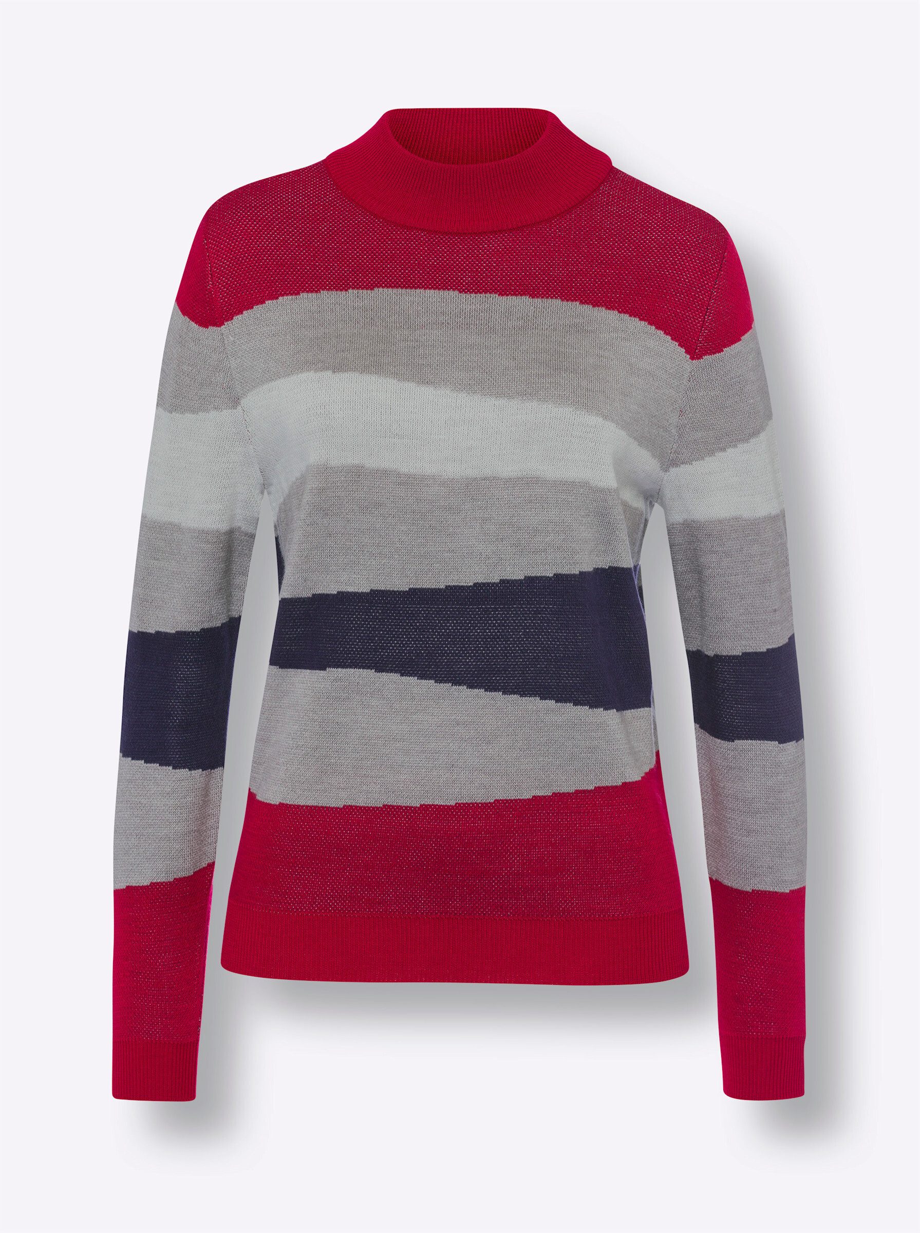 Strickpullover Stehkragen-Pullover Langarm Jacquard