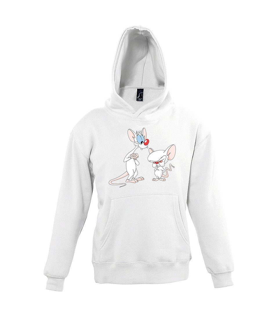 Youth Designz Kapuzenpullover Brain und Pinky Hoodie Pullover für Kinder mit trendigem Frontprint Weiß