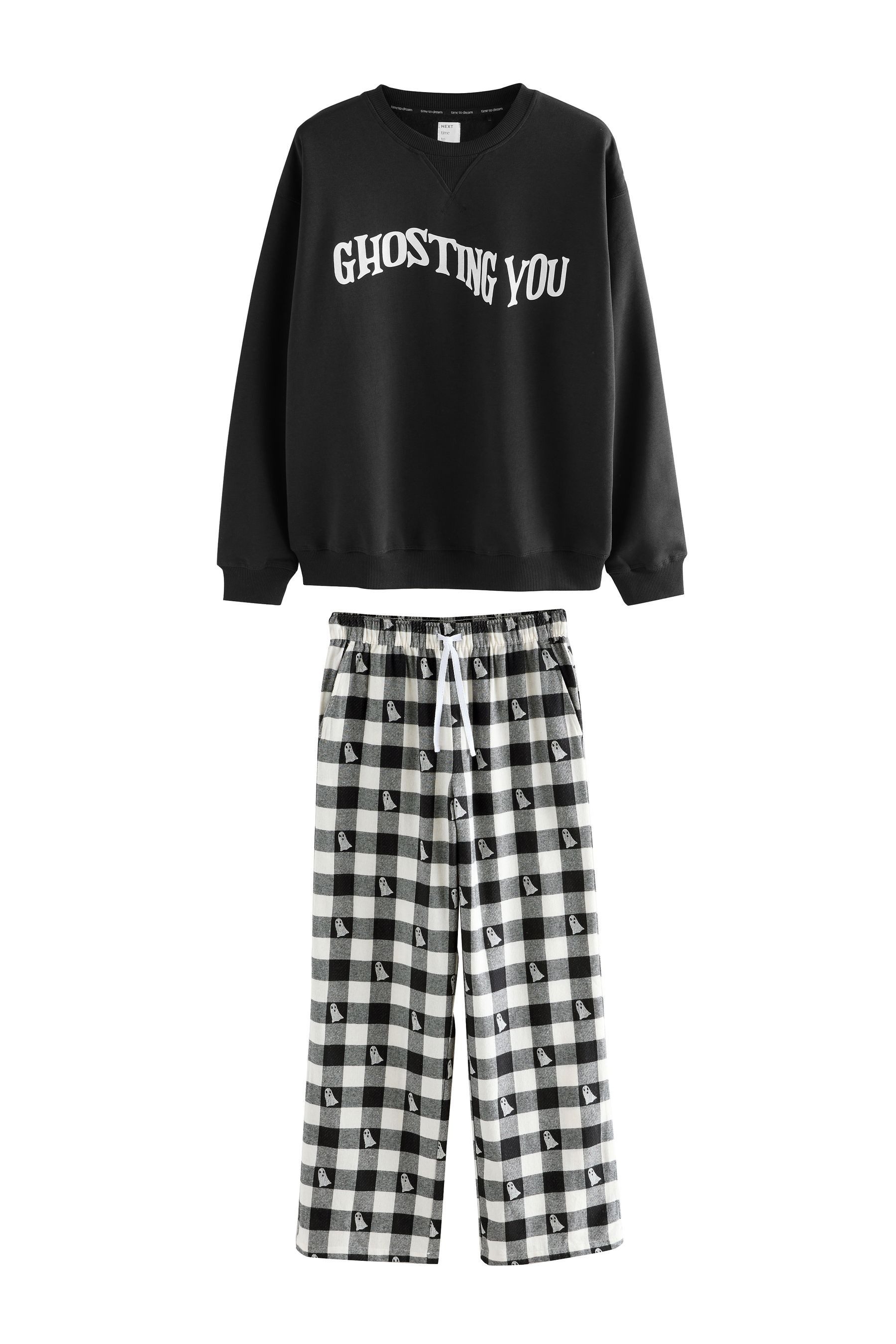 Next Pyjama Schlafanzug aus Flanell mit Sweatshirt (2 tlg) günstig online kaufen