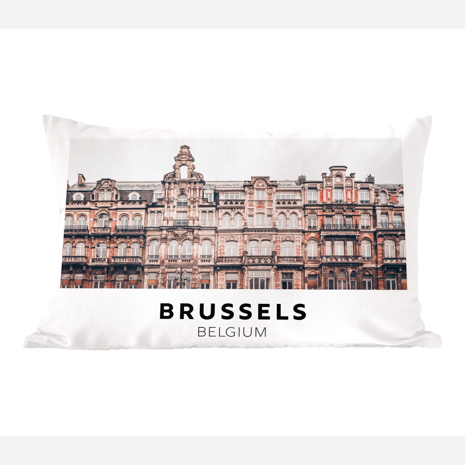 MuchoWow Dekokissen Belgien - Brüssel - Huizen, Wohzimmer Dekoration, Zierkissen, Dekokissen mit Füllung, Schlafzimmer
