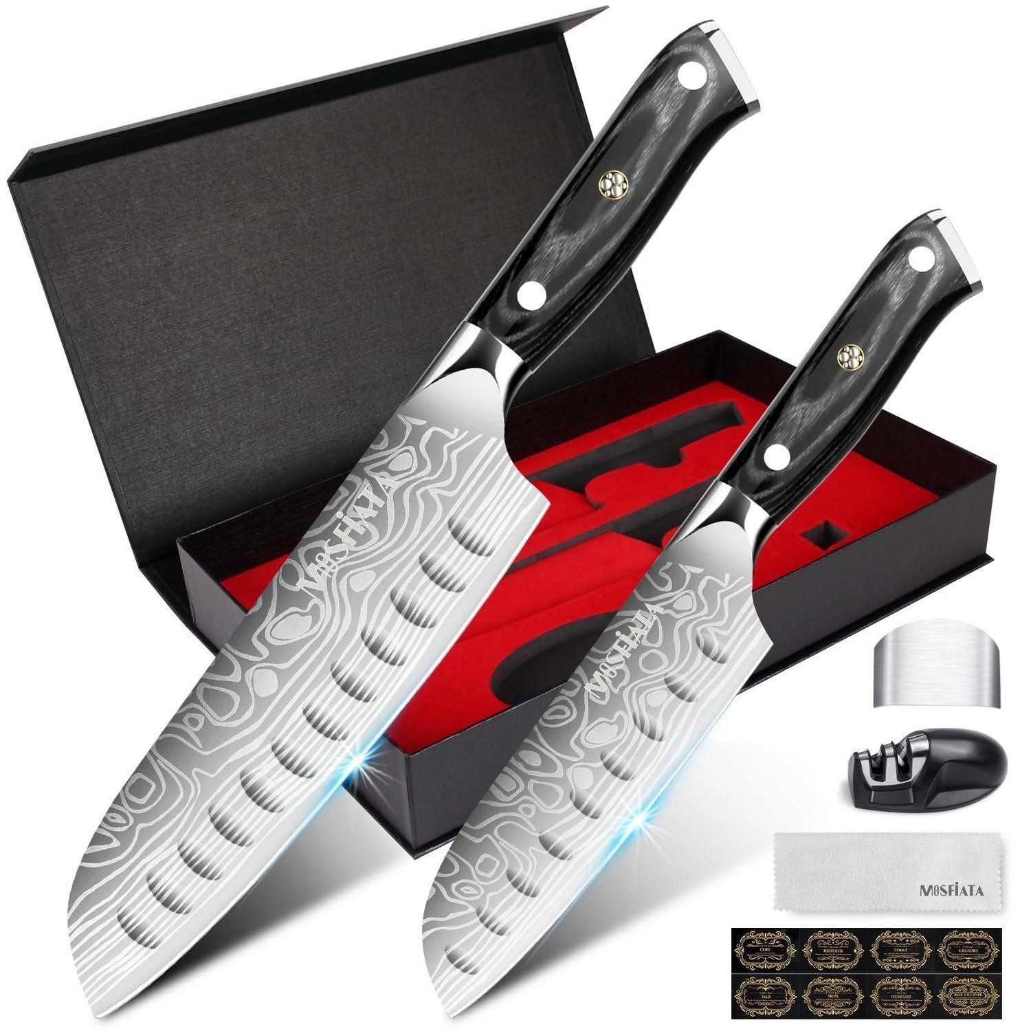 LuxusKollektion Santokumesser Messerset 2-tlg Santoku 18/14cm Deutsch Stahl