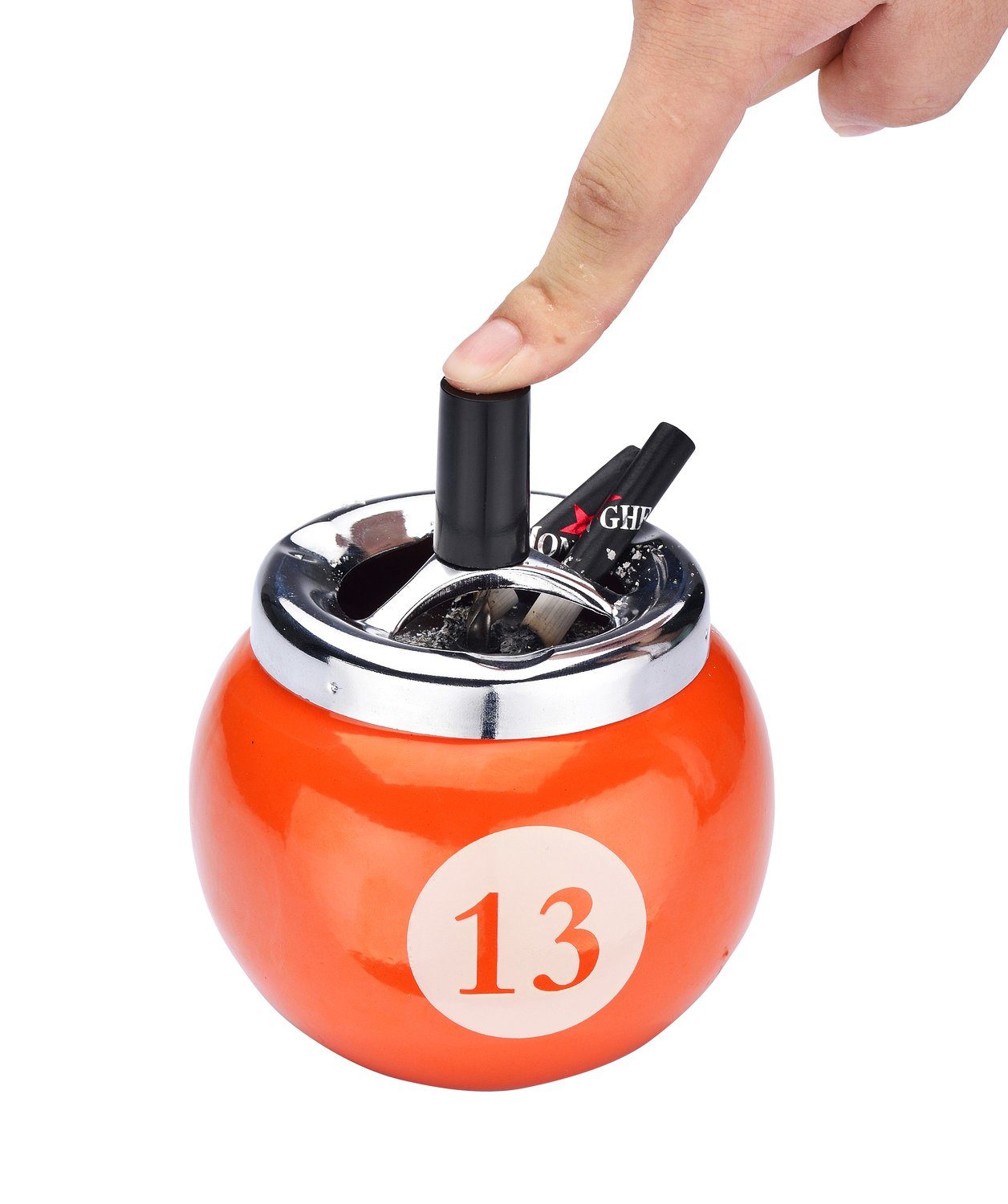 CHAMP Aschenbecher DREHASCHENBECHER Pool Ball Ø10cm Billard Kugel 80 (Orange - 13), Billardkugel Aschenbecher Windaschenbecher Drehascher Ascher