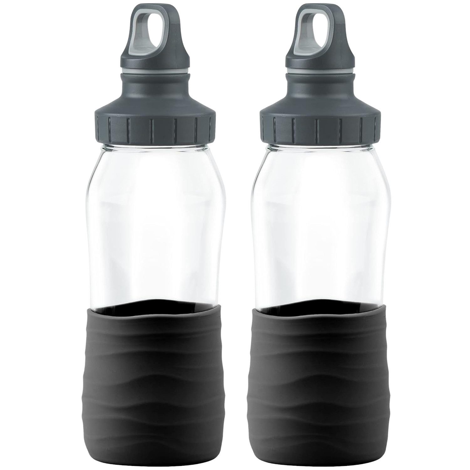 Emsa Trinkflasche 2 x Emsa Drink2Go Glas Trinkflasche 0.5 Liter Schraubverschluss Auslau