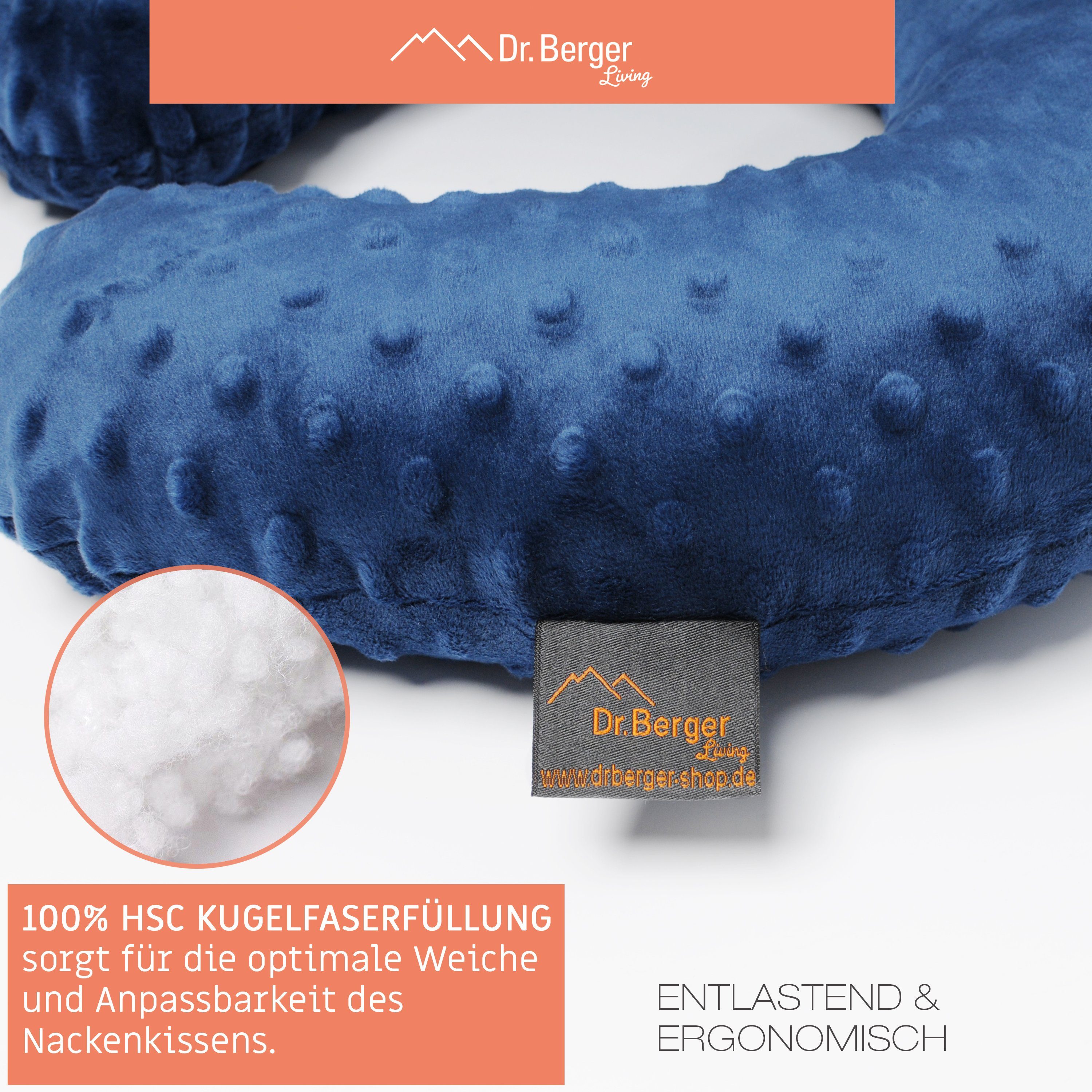 30 8 Nackenstützkissen Berger x Blau Living cm, 30 Dr. x Nackenhörnchen Minky