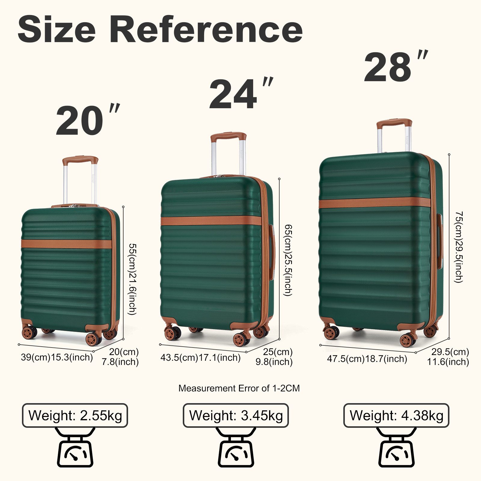 KONO Trolley Handgepäck Koffer Reisekoffer von ABS+PC Hartschalenkoffer – Bild 2 von 5