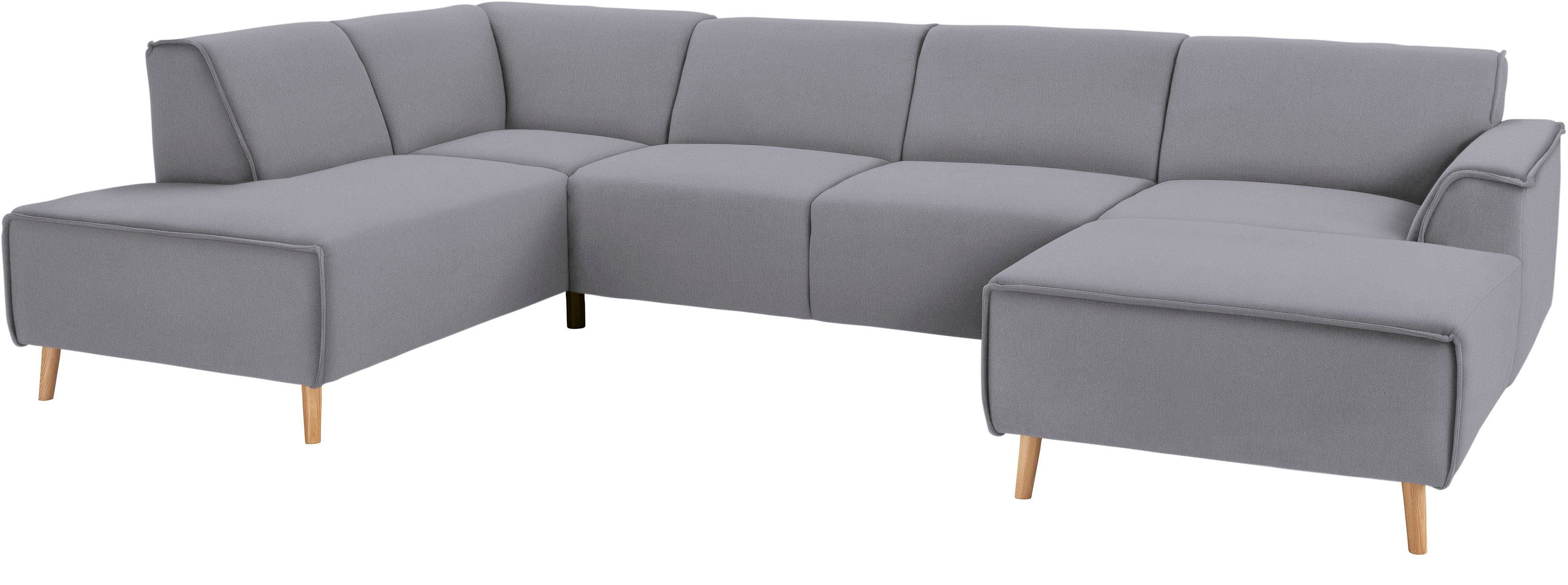 andas Wohnlandschaft Janek Scandic Design, elegant und zeitlos U-Form, mit Federkern und Keder in scandinavischem Design