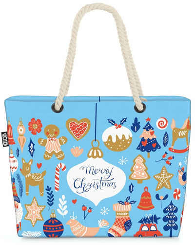 VOID Strandtasche (1-tlg), Weihnachten Gebäck Winter Beach Bag Fröhliche Weihnachten Merry Christmas Winte