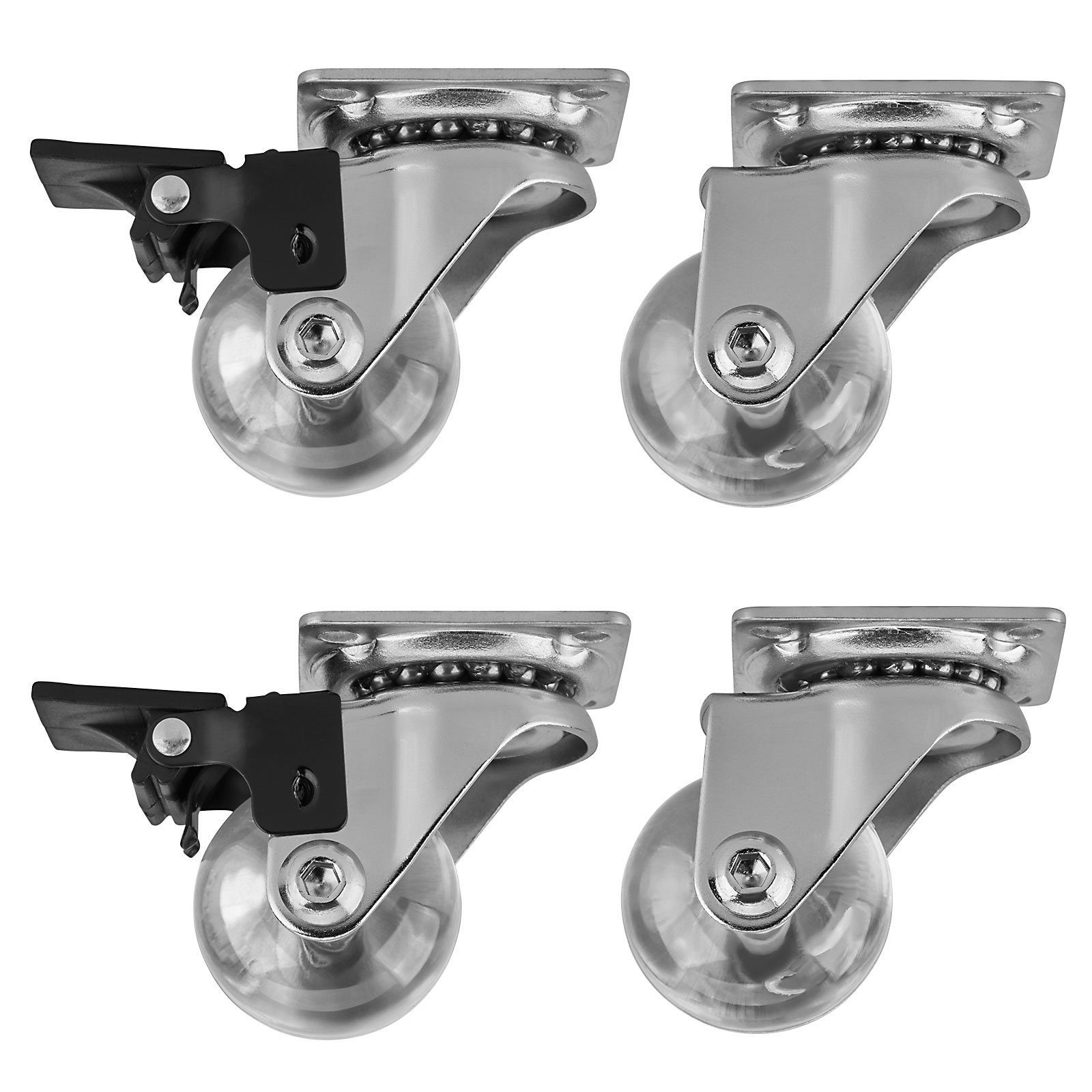 SO-TECH® Möbelrolle SWIFT, Ø 35, 50, 75 mm, belastbar bis 35 kg je Rolle, (4-St), Durchmesser 35 mm, transparent, 2x mit 2x ohne Feststeller