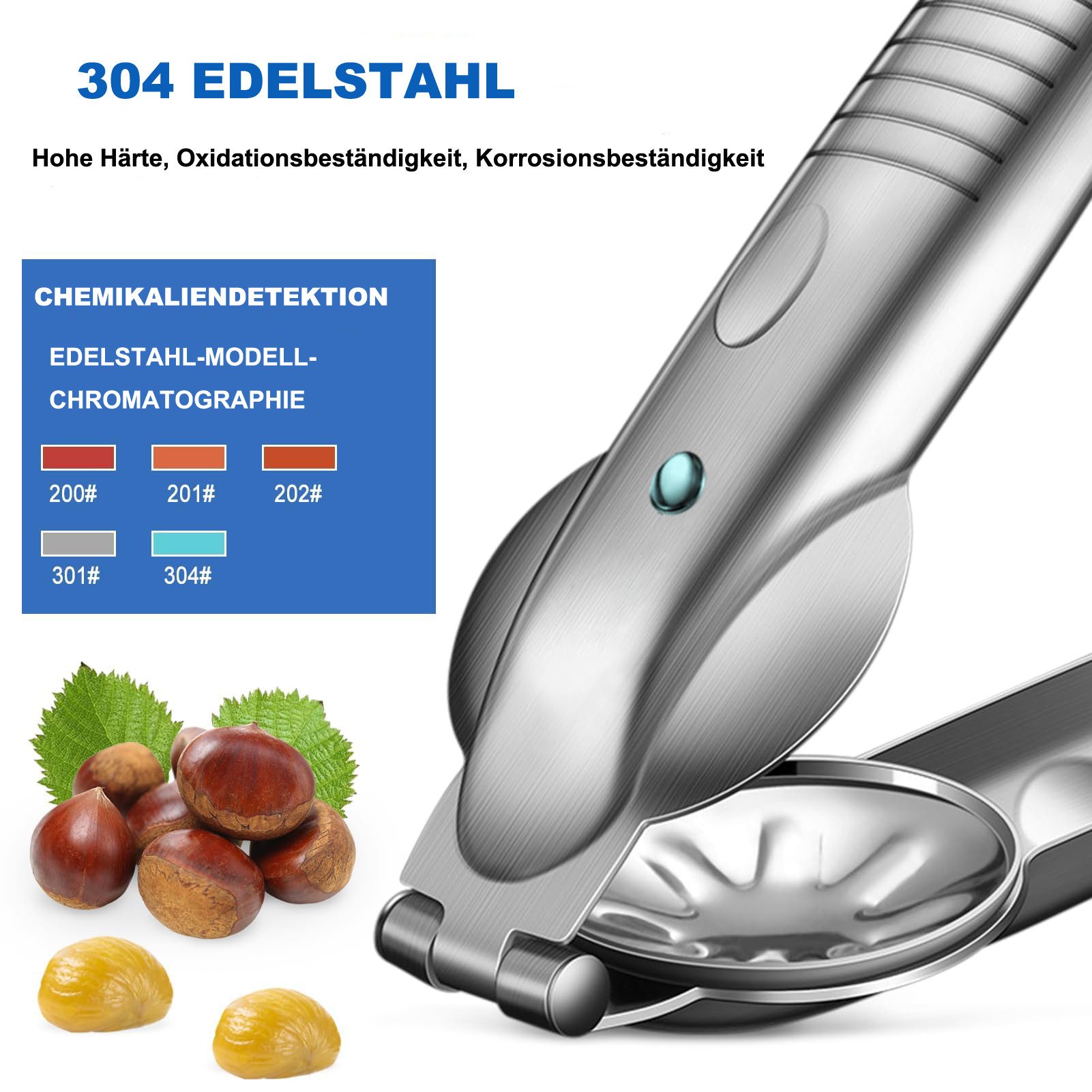 Zyronn Nussknacker Edelstahl Maroni-Schneider, Edelstahl Kastanienöffner, Kastanienclip, (1-tlg), Edelstahl Kastanienmesser für Walnüsse und Kastanien – Bild 4 von 5