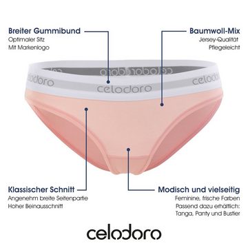 celodoro Slip Damen Bikini Slip, Webgummi-Bund (3er Pack) Markenlogo