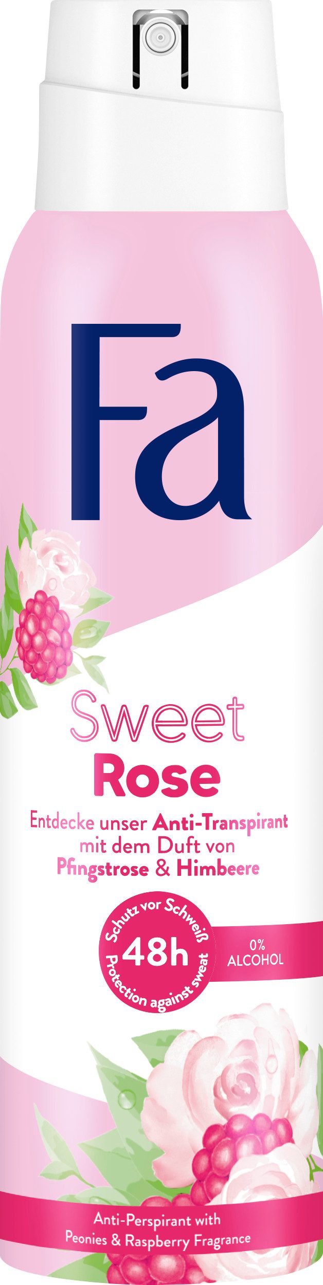 FA Deo-Spray Sweet Rose, 48h Anti-Transpirant-Schutz, 150 ml, Vegan, ohne Aluminiumsalze, ohne Alkohol