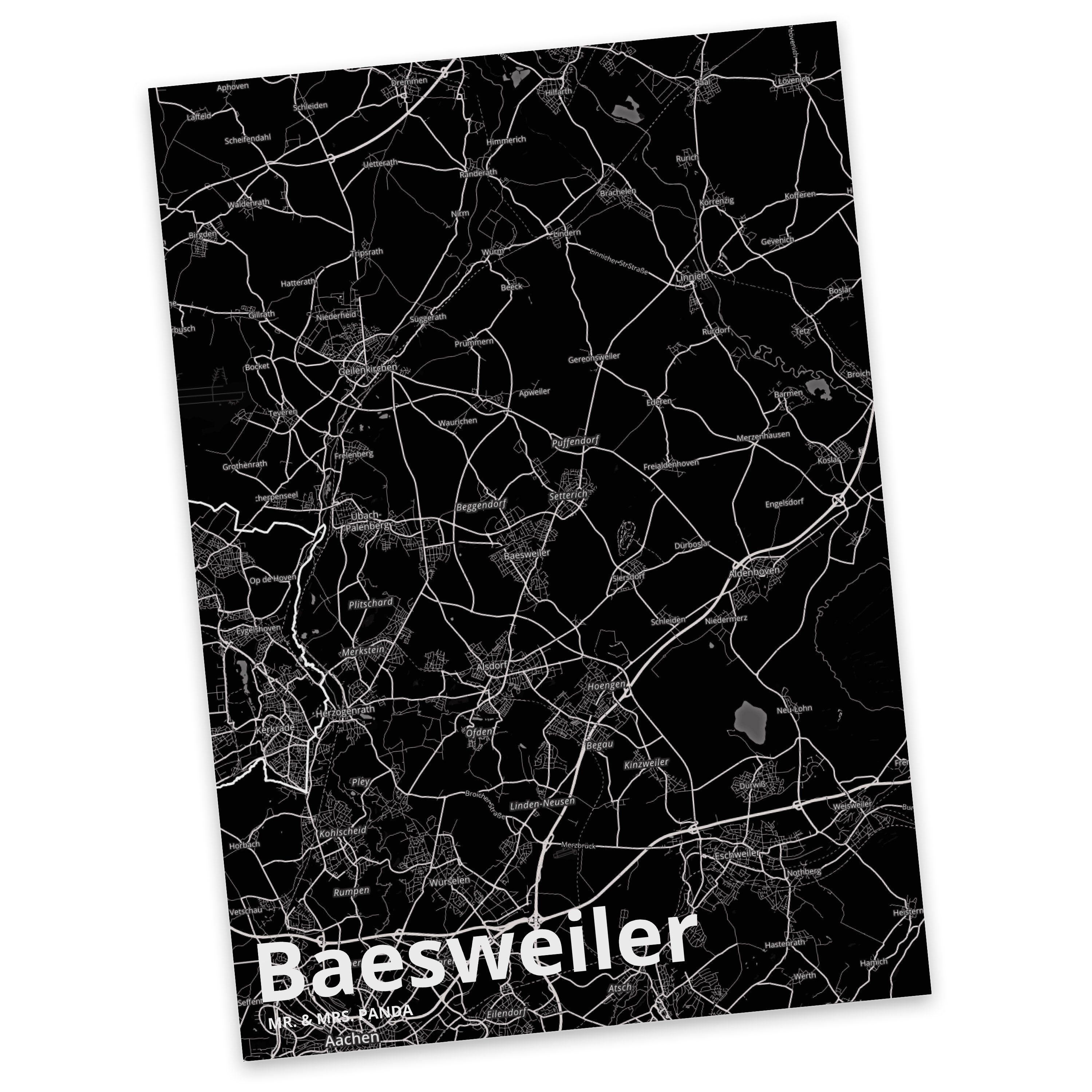 & Geschenk, Postkarte Baesweiler Stadt Landkarte Panda Karte Stadtplan Ort, Mr. Map Dorf - Mrs.
