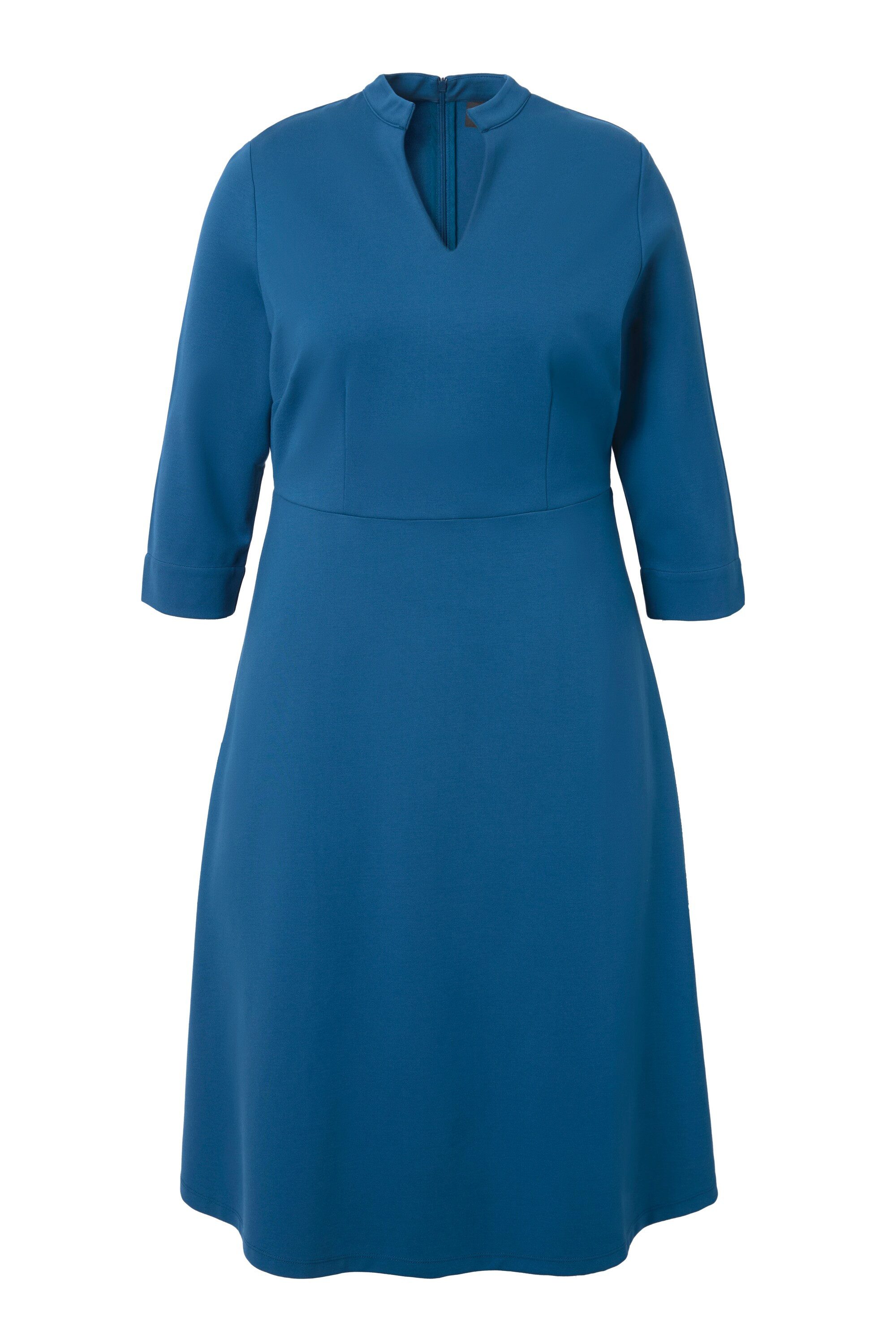 Ulla Popken Jerseykleid Punto-di-Roma-Kleid A-Linie V-Ausschnitt günstig online kaufen