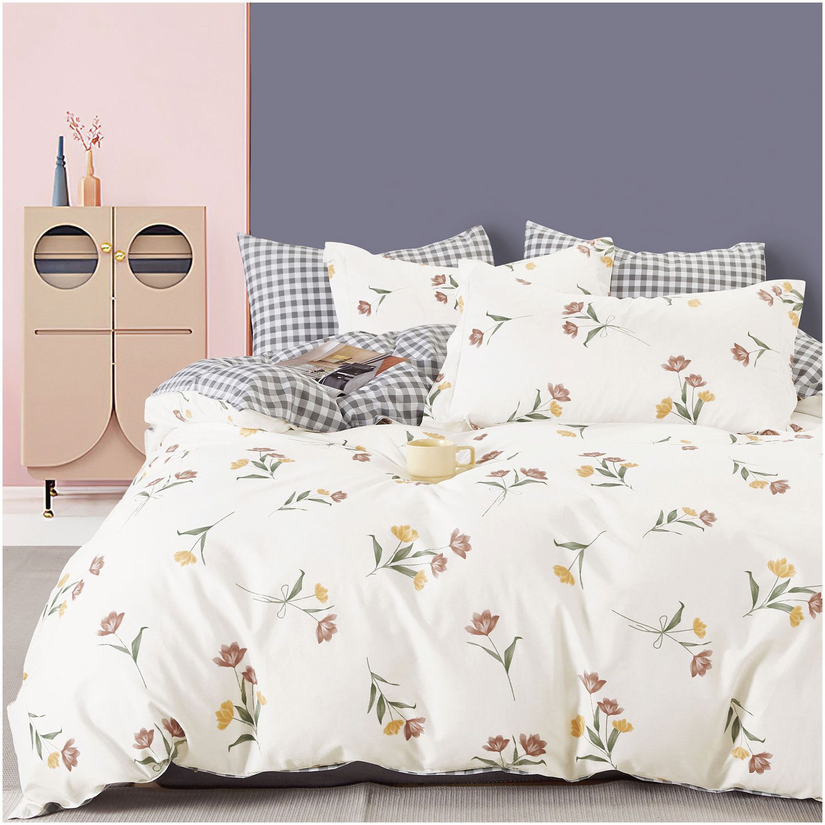 KEAYOO Bettwäsche Blumen Bettäwsche, 2 teilig, Landhausstil Baumwolle Bettw günstig online kaufen