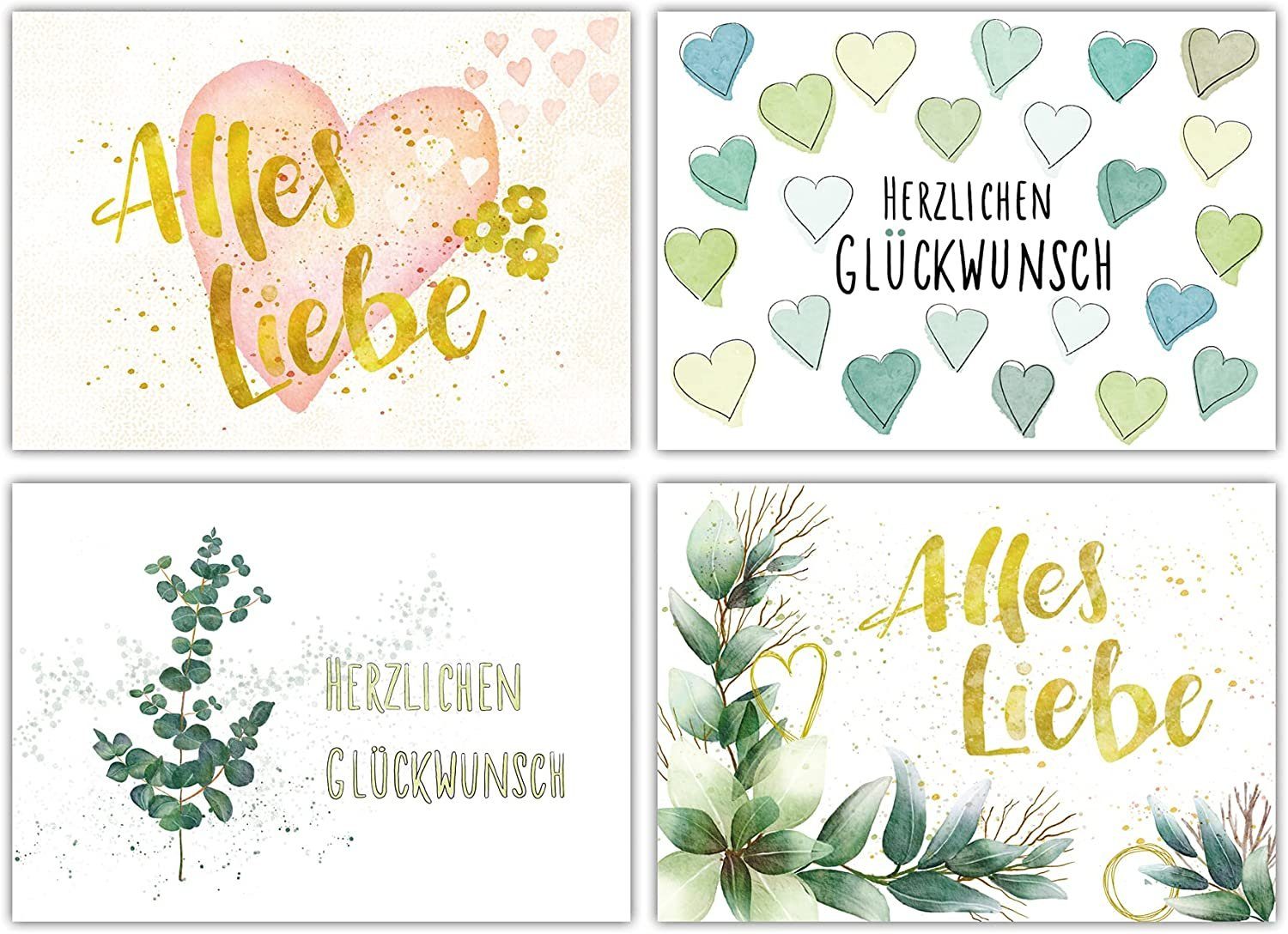 LifeDesign Glückwunschkarte Postkarten-Set "Glückwunsch", Postkarten Set, Geburtstagskarten, Happy Birthday, DIN A6