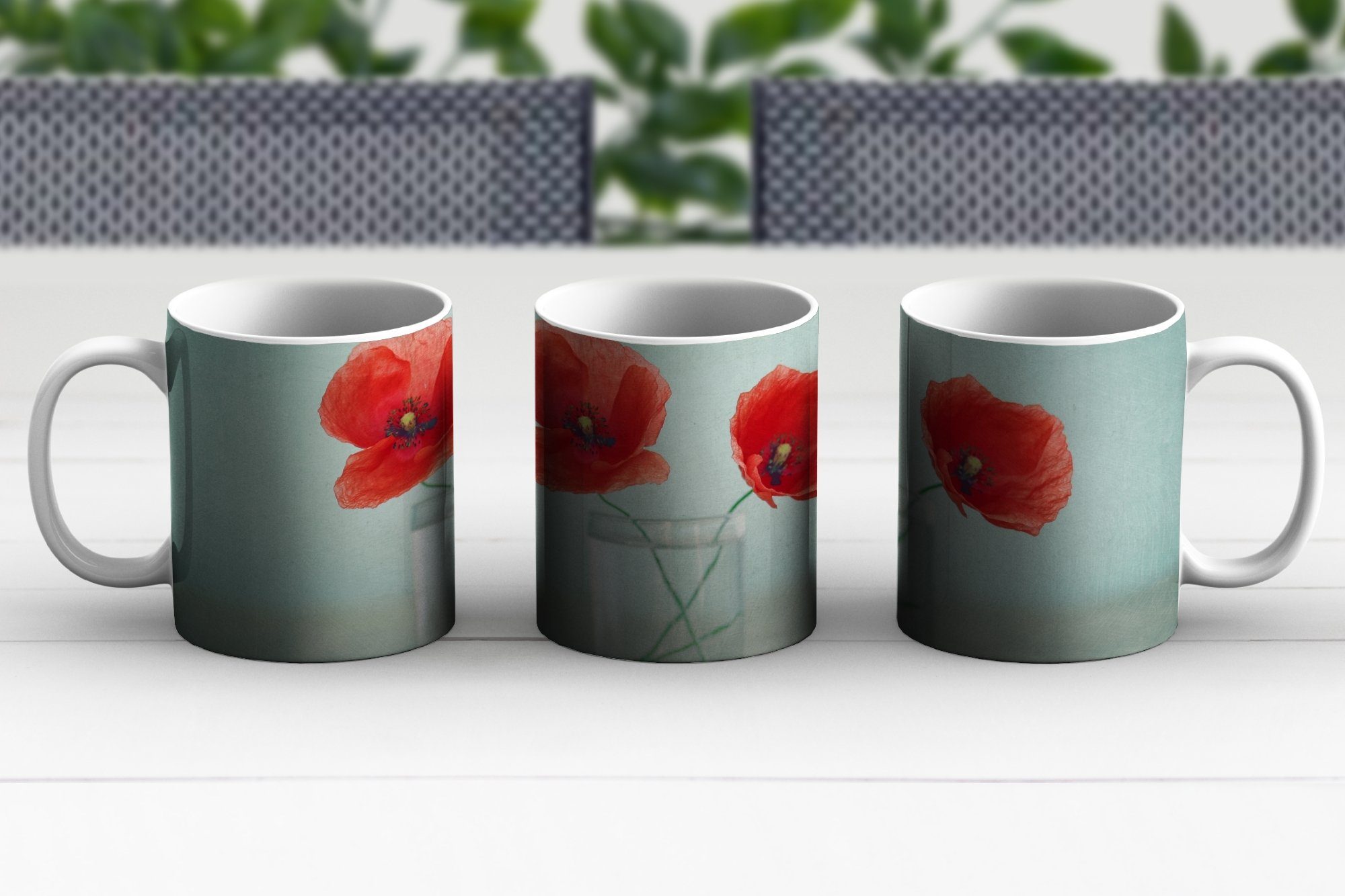 Becher, Geschenk Stilleben Tasse - - Teetasse, Teetasse, Blumen, Keramik, MuchoWow Mohn Kaffeetassen,