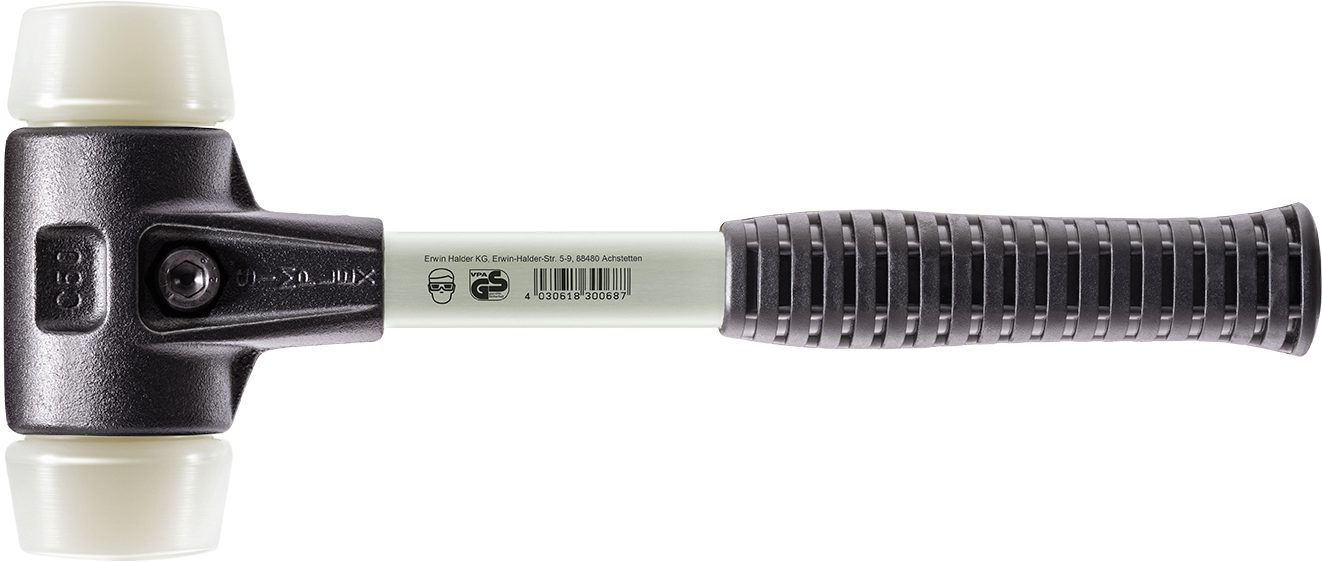Halder KG Hammer SIMPLEX-Schonhämmer, mit verstärktem Stahlgussgehäuse und Fiberglasstiel Ø=30 mm 3708.030 | Hammer