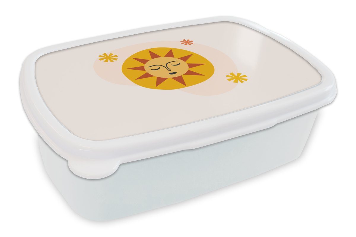 MuchoWow Lunchbox Sonne - Sommer weiß (2-tlg), Kunststoff, für Kinder Brotbox Brotdose, Jungs - Mädchen Pastell, für Erwachsene, und und