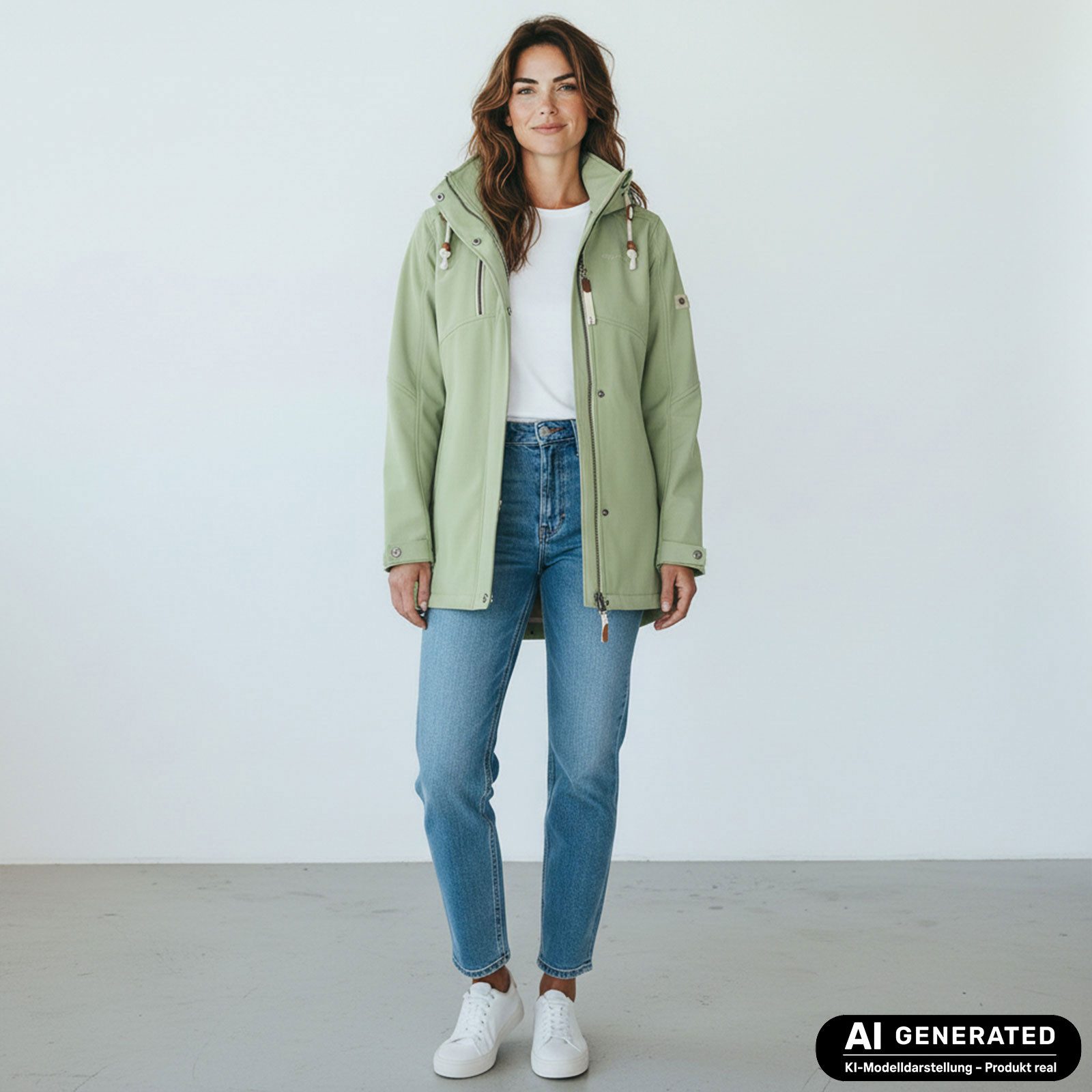 Dry Fashion Softshellmantel Büsum Damen Softshelljacke Fleece-Innenfutter - Mantel Jacke Outdoor Atmungsaktiv, Verstellbare & abnehmbare Kapuze, 2-Wege-Reißverschluss