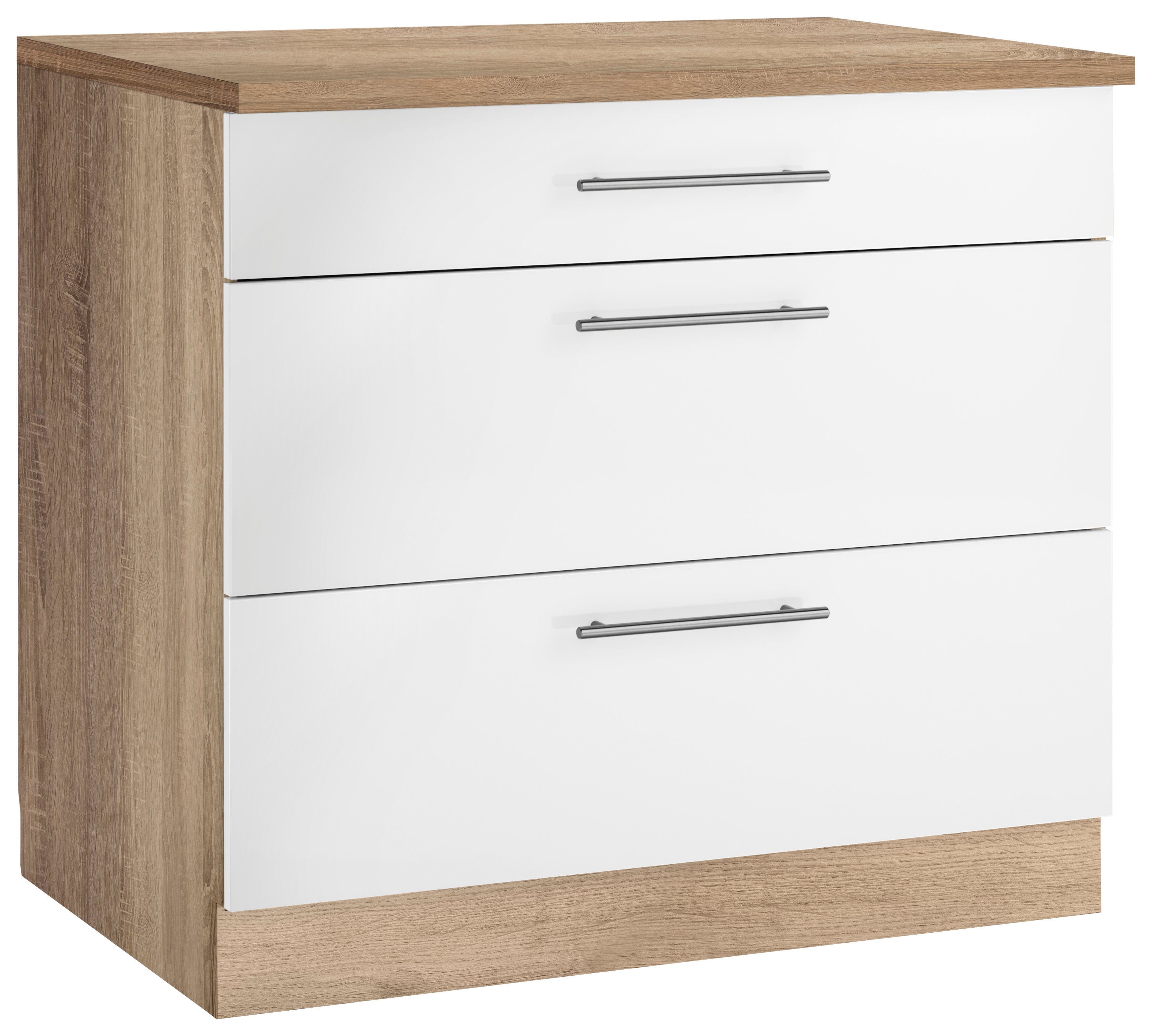 wiho Küchen Unterschrank Cali, TOPSELLER 90 cm breit, mit 2 großen Auszügen