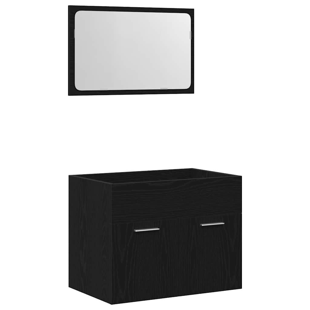 vidaXL Badezimmer-Set 2-tlg. Badmöbel-Set Schwarz Eichen-Optik günstig online kaufen