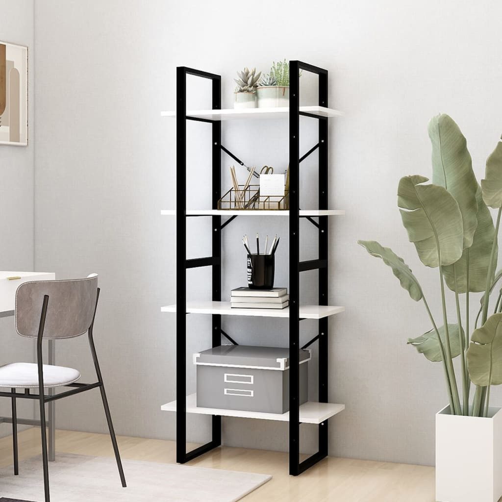 vidaXL Bücherregal NA Bücherregal 4 Fächer Weiß 60x30x140 cm Kiefer Massivholz
