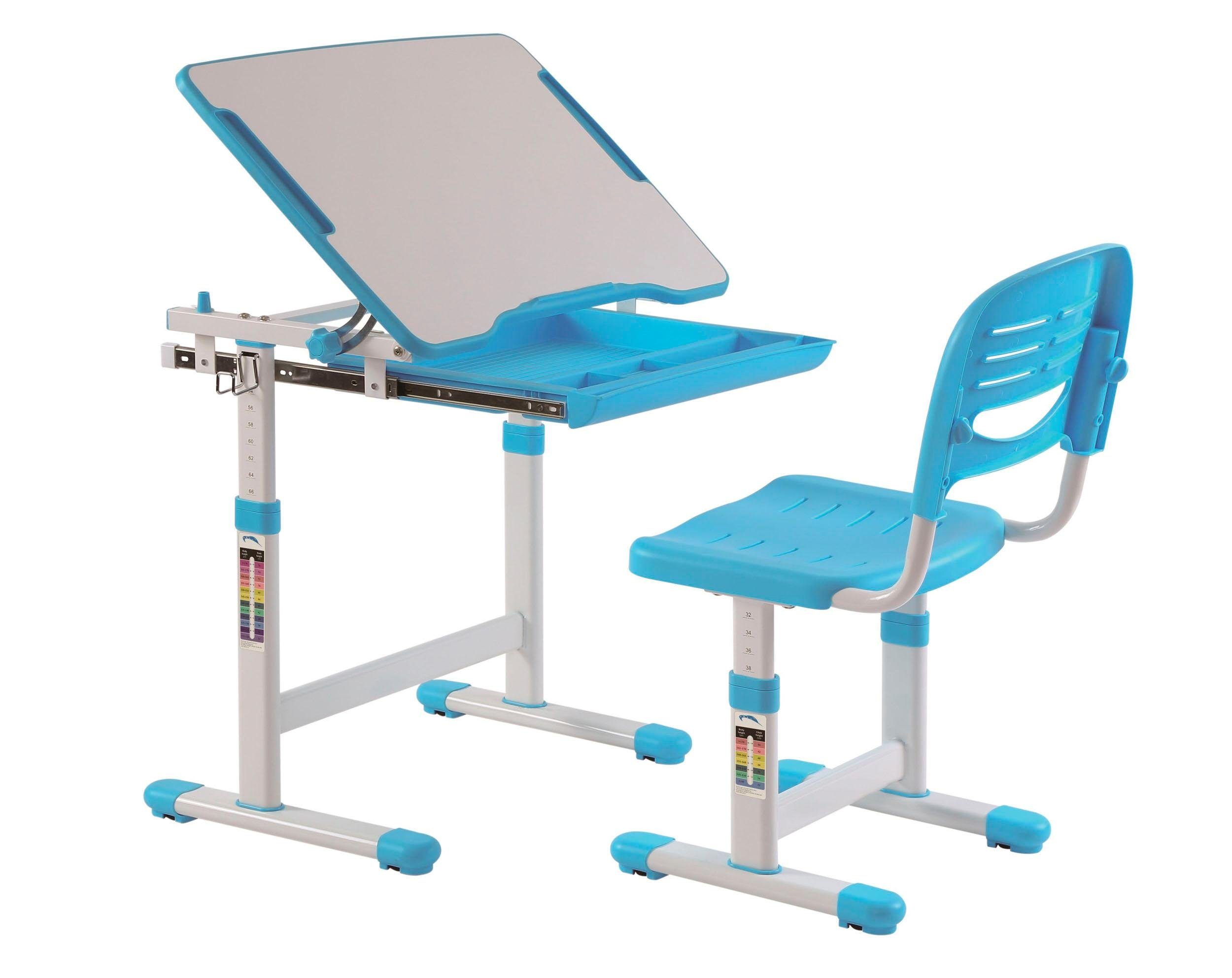 Vipack Kinderschreibtisch Comfortline, mit Höhenverstellung inkl. Taschen- u. Becherhalter (Set, B/H/T ca. 70x54-76x47,4cm, verschiedene Farben, mit Griffelschublade), inkl. Stuhl und verstellbarer Schreibplatte, praktische Funktionen