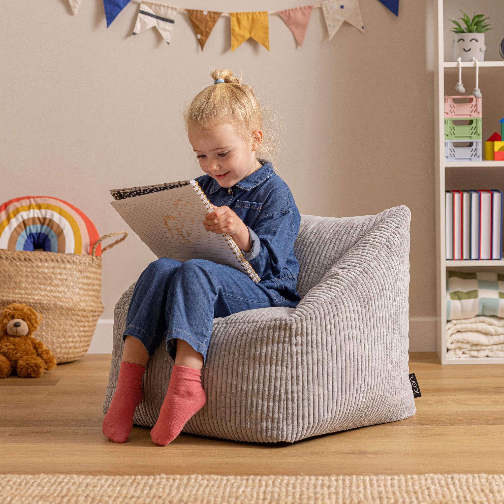 icon Sitzsack Kinder aus Cord Flauschig „Natalia“, 55x44cm, Made in Germany günstig online kaufen