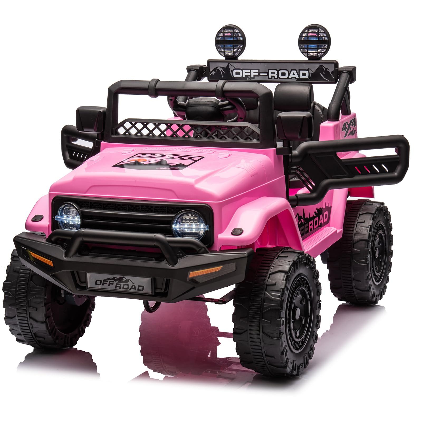 GarveeMore Elektro-Kinderquad 12V Kinder Elektroauto Geländewagen mit Federung und Fernbedienung, (1-tlg), LED-Lichter, Kabellose Verbindung,3 Geschwindigkeiten – ab 3 Jahren