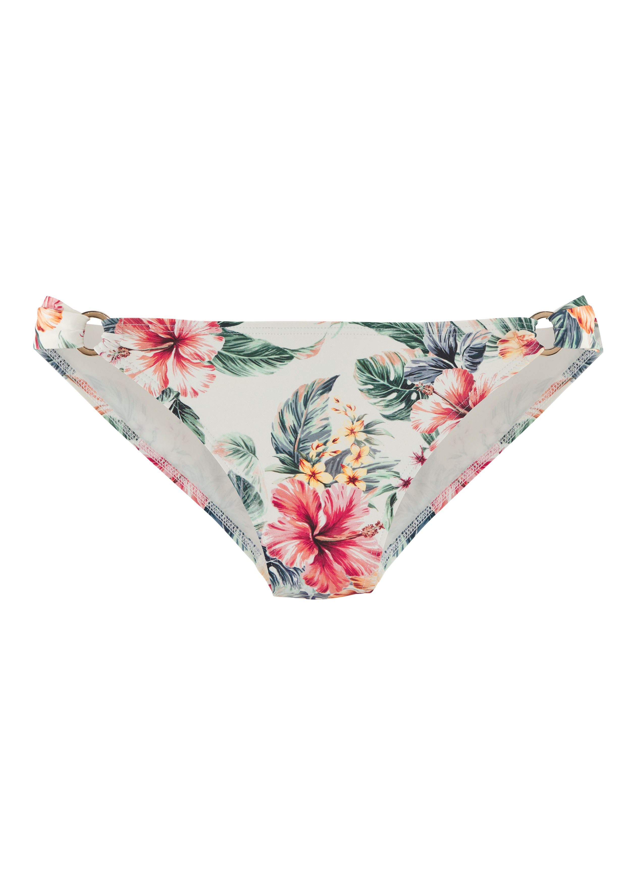 LASCANA Bikini-Hose Salsa mit Zierringen und tollem Blumenprint günstig online kaufen