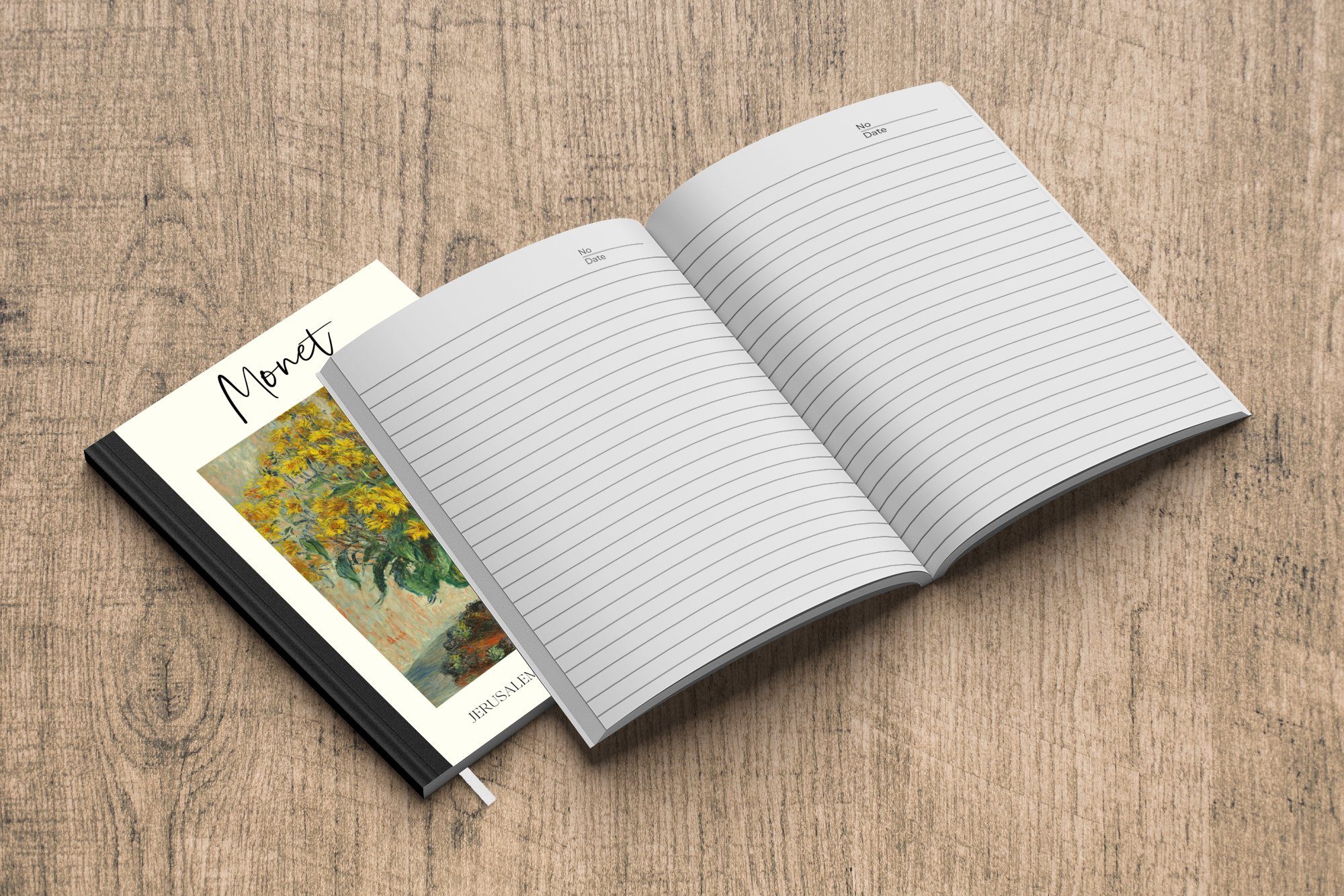 Tagebuch, Gemälde A5, Merkzettel, Seiten, - Notizheft, Notizbuch - 98 Monet MuchoWow Topinamburblüten, Journal, Haushaltsbuch