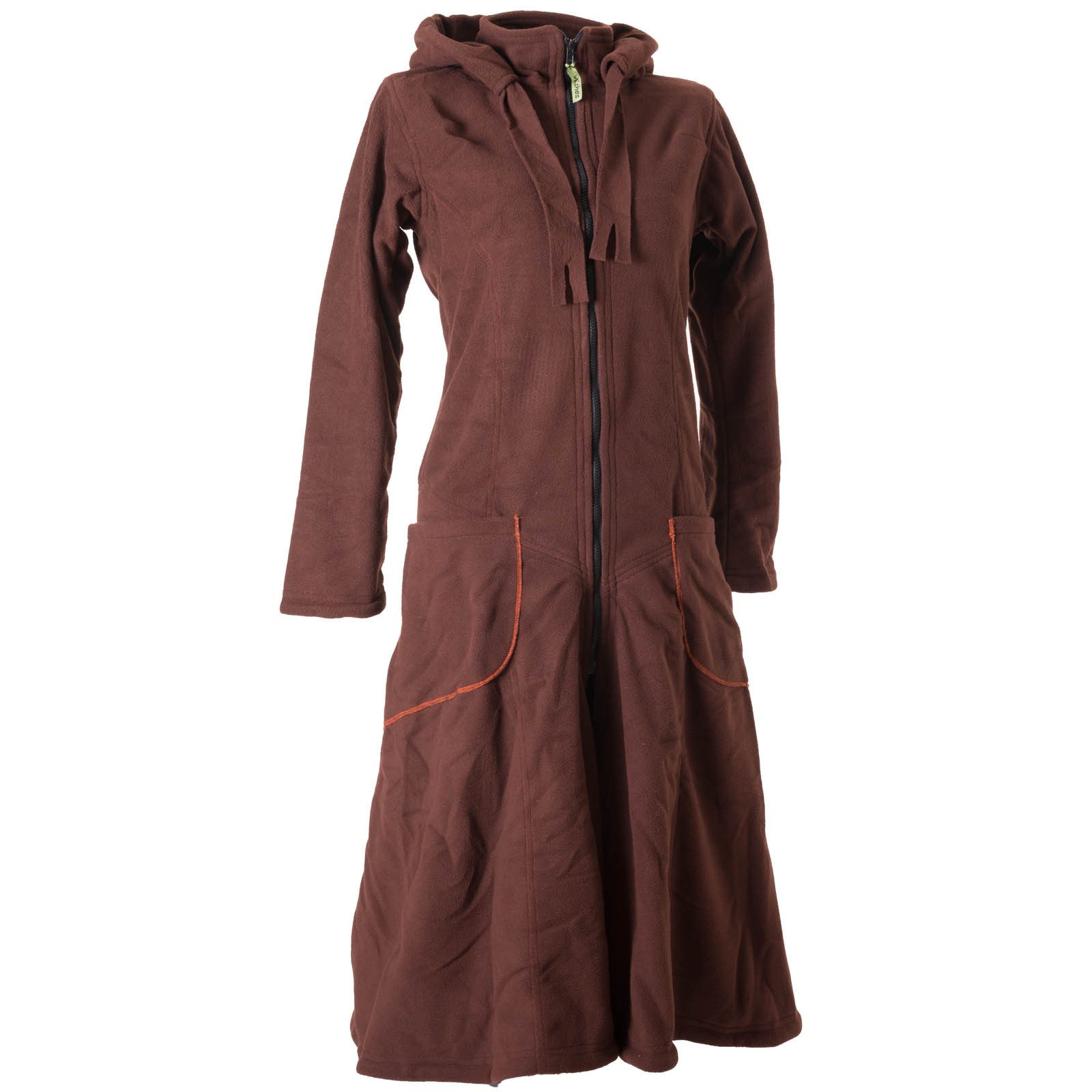 Vishes Langmantel Langer, warmer Fleece Mantel mit Zipfelkapuze Elfen, Boho, Goa Boho Style