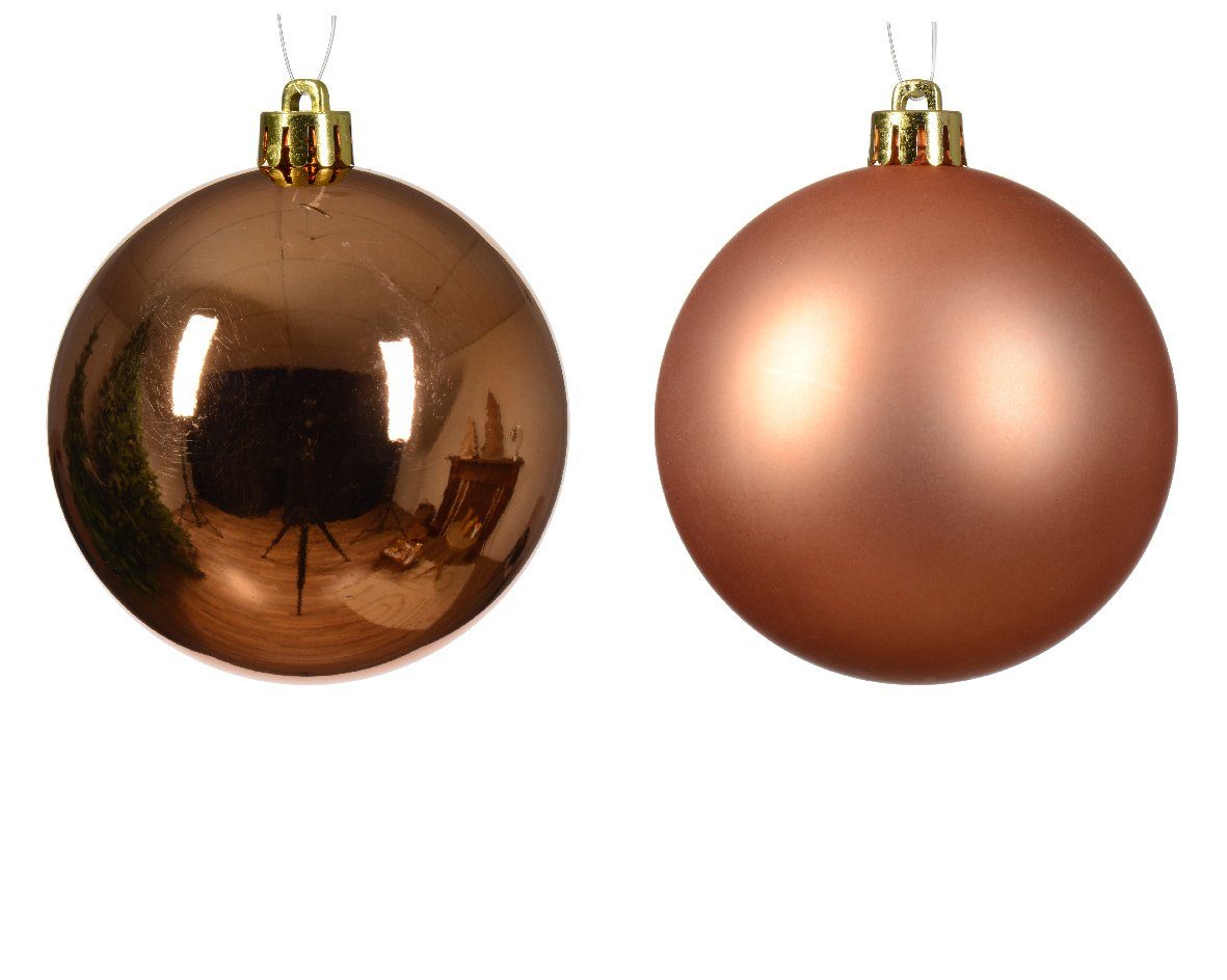 Decoris season decorations 16 Weihnachtskugeln 4cm Kunststoff - Weihnachtsbaumkugel, Stück Kupferrot