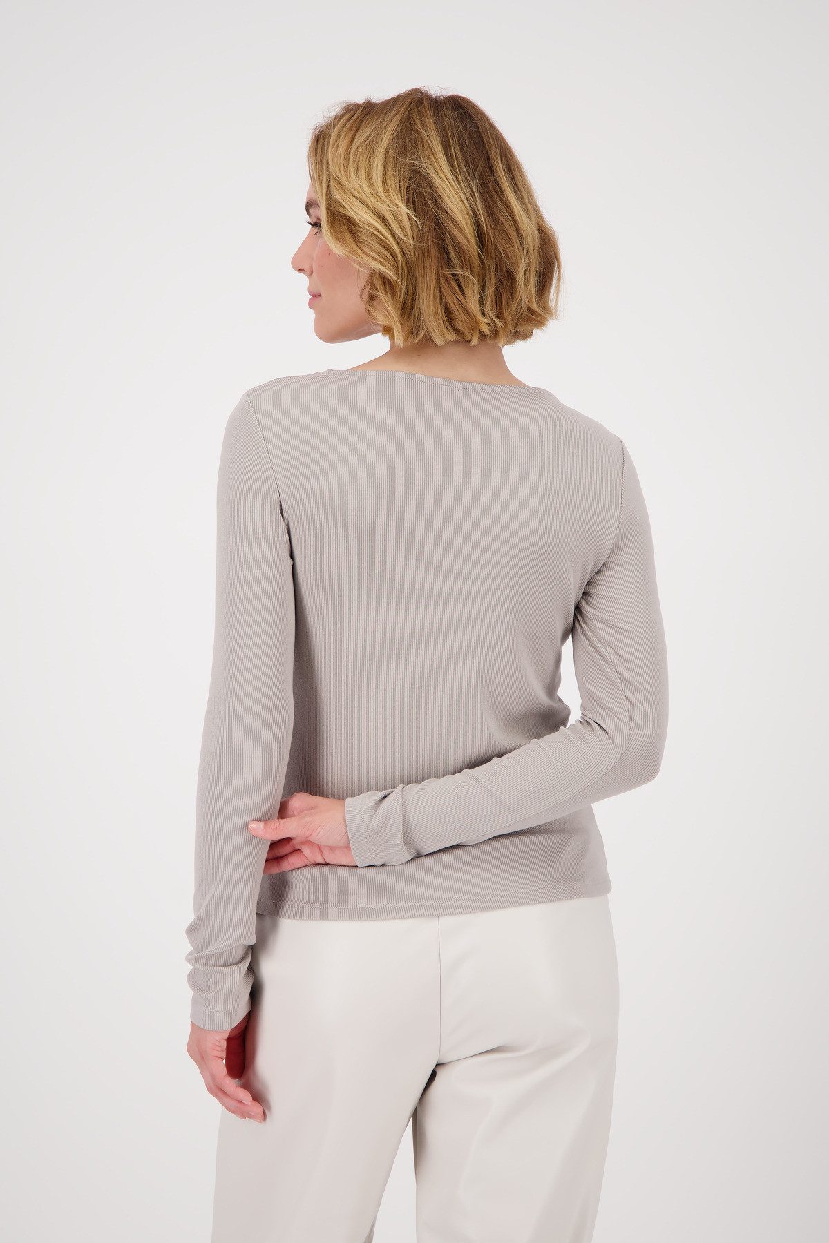 Monari Langarmshirt Shirt Rippe + Schmuck Mit Rundhalsausschnitt günstig online kaufen