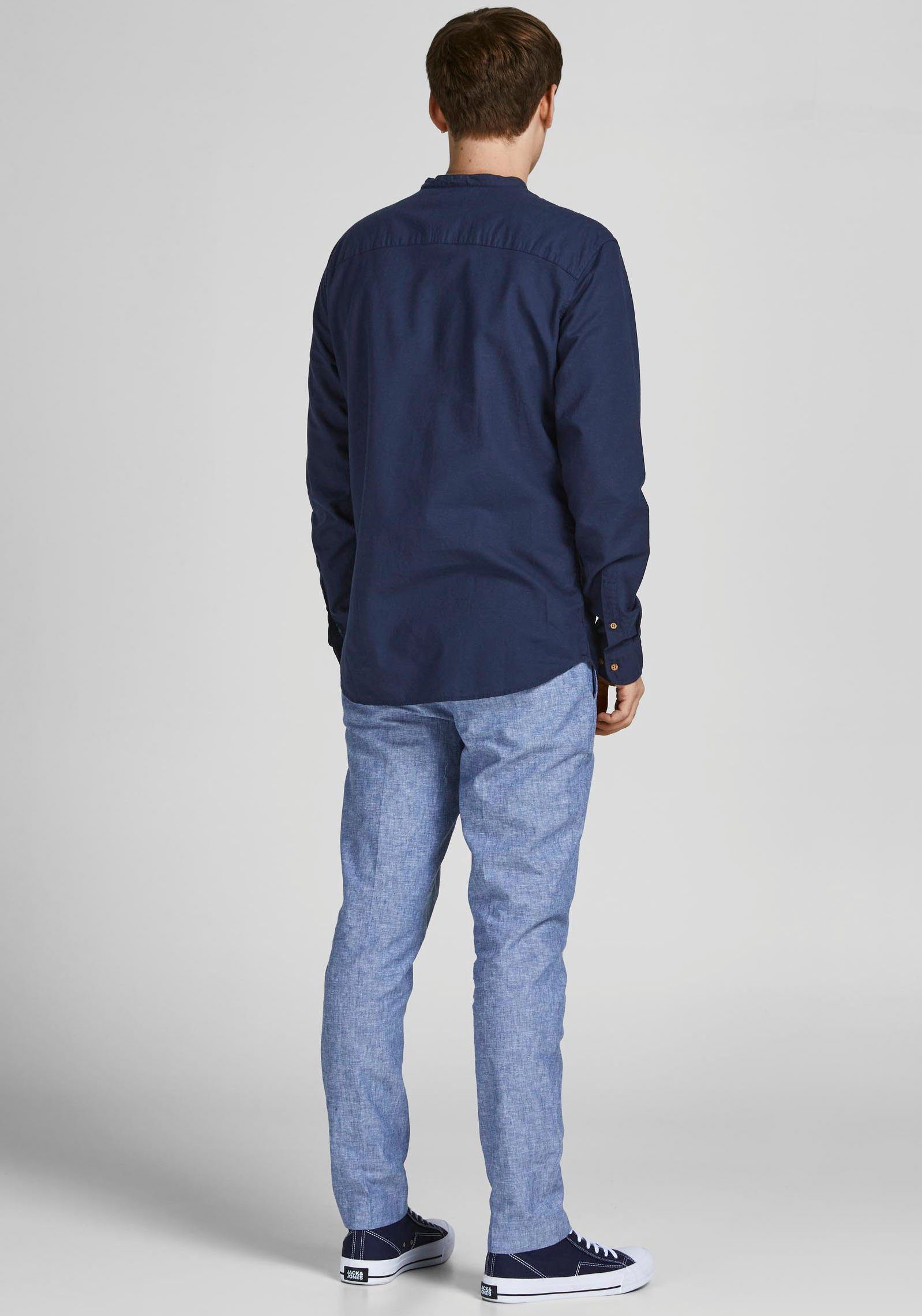 Jack & Jones Langarmhemd HALF SHIRT SUMMER blau PLACKET