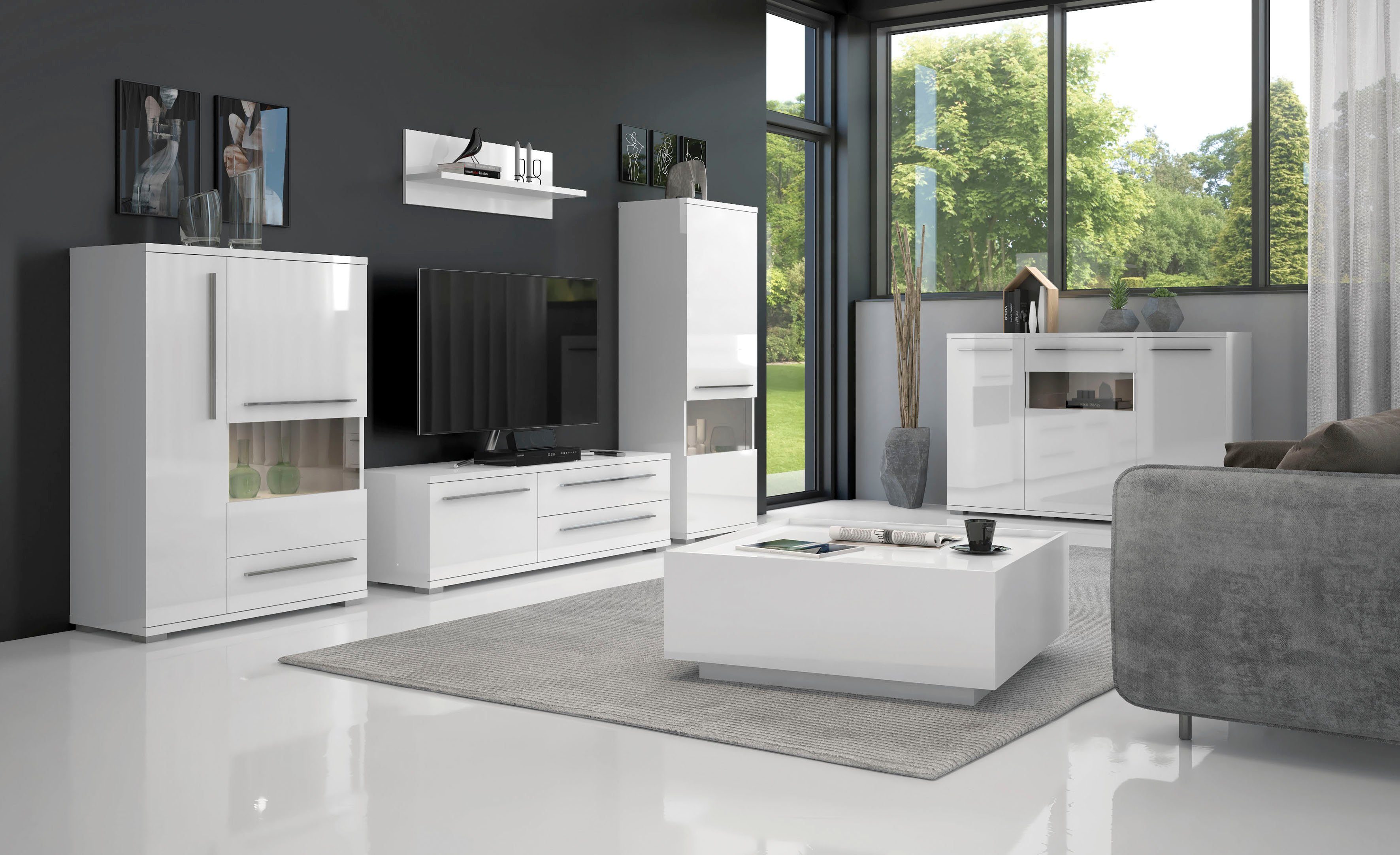 OTTO home Couchtisch Piano, hochwertig UV lackiert, mit zwei Schubladen inkl. Soft-Close Funktion