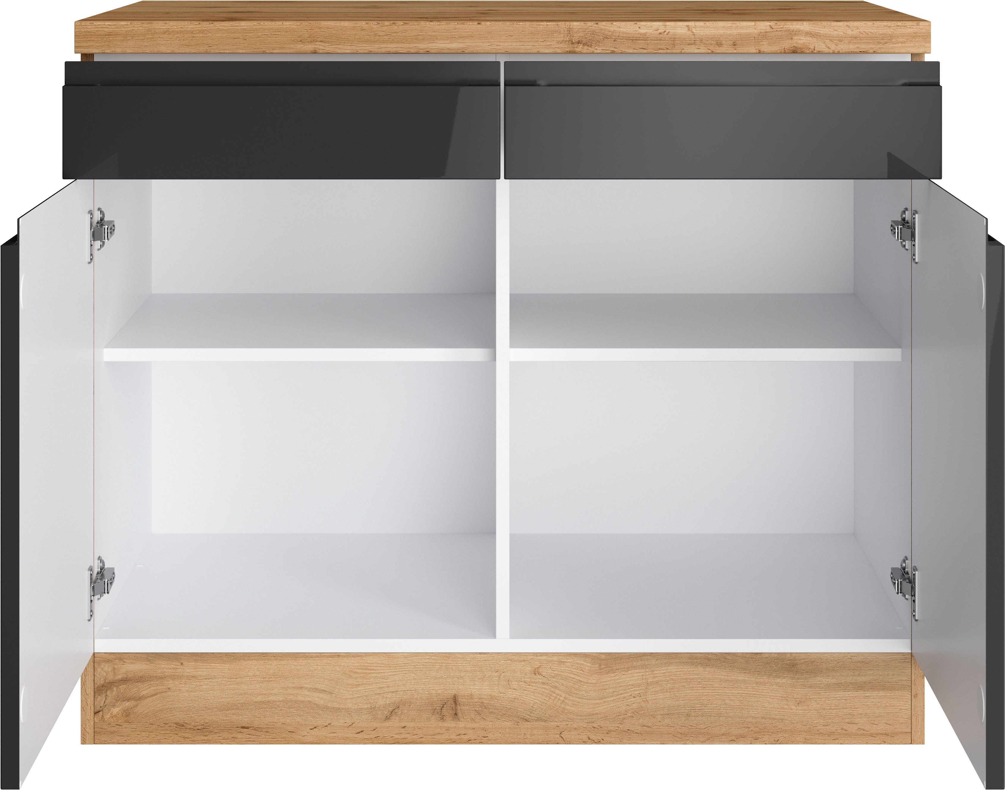 KOCHSTATION Unterschrank KS-Virginia,neu in verbesserter Ausführung (Stauraum, Softclose, mit CPL-Arbeitsplatte) Breite 100 cm, 2 Türen, Soft-Close-Funktion – Bild 5 von 5