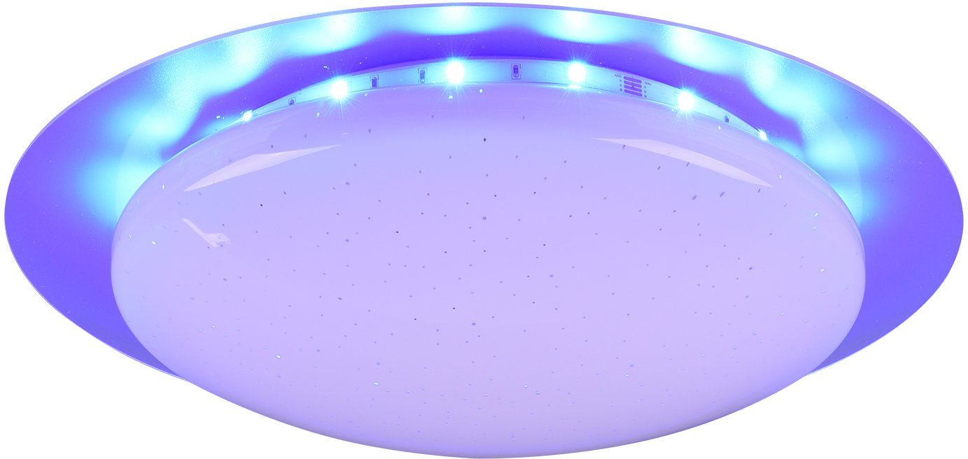 inkl. Deckenleuchte 35 LED Joleen, mehrere Ø Farbwechsler, mit cm getrennt Backlight, Starlight-Effekt, Helligkeitsstufen, Fernbed., LED Leuchten RGB fest integriert, Dimmer, Dimmer TRIO schaltbar,