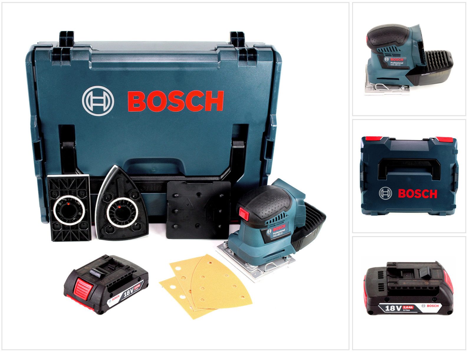 Bosch Professional Akku-Schwingschleifer GSS 18V-10 Akku Schwingschleifer 18V + 1x Akku 2,0Ah + L-Boxx