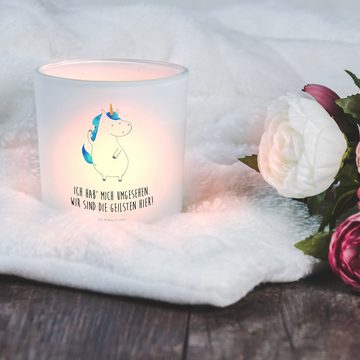 Mr. & Mrs. Panda Windlicht Einhorn Mann - Transparent - Geschenk, cool, Kerzenglas, Teelichter, (1 St), Liebevolles Design