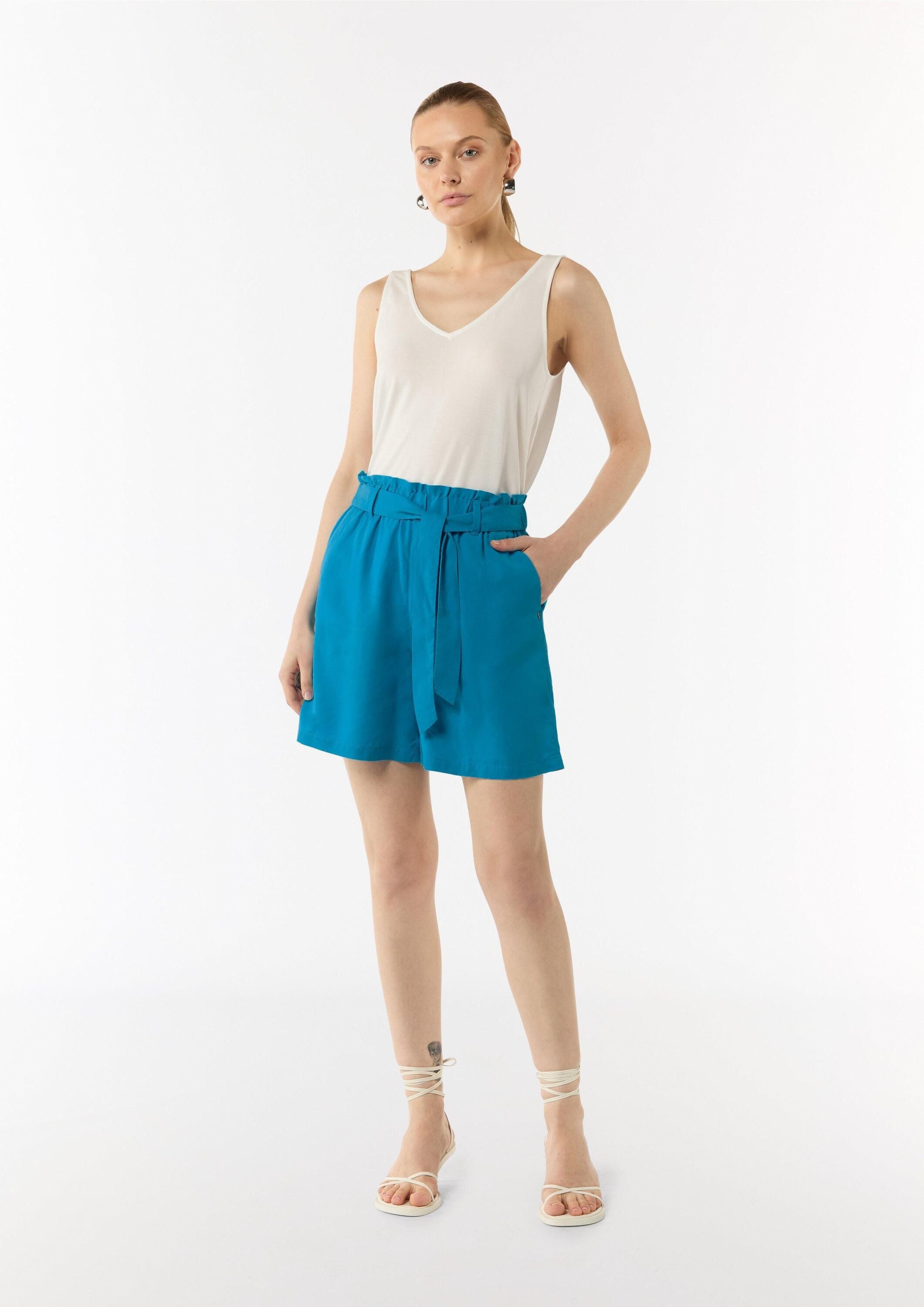 comma Shorts Short Leichte Shorts aus Lyocell mit Bindegürtel