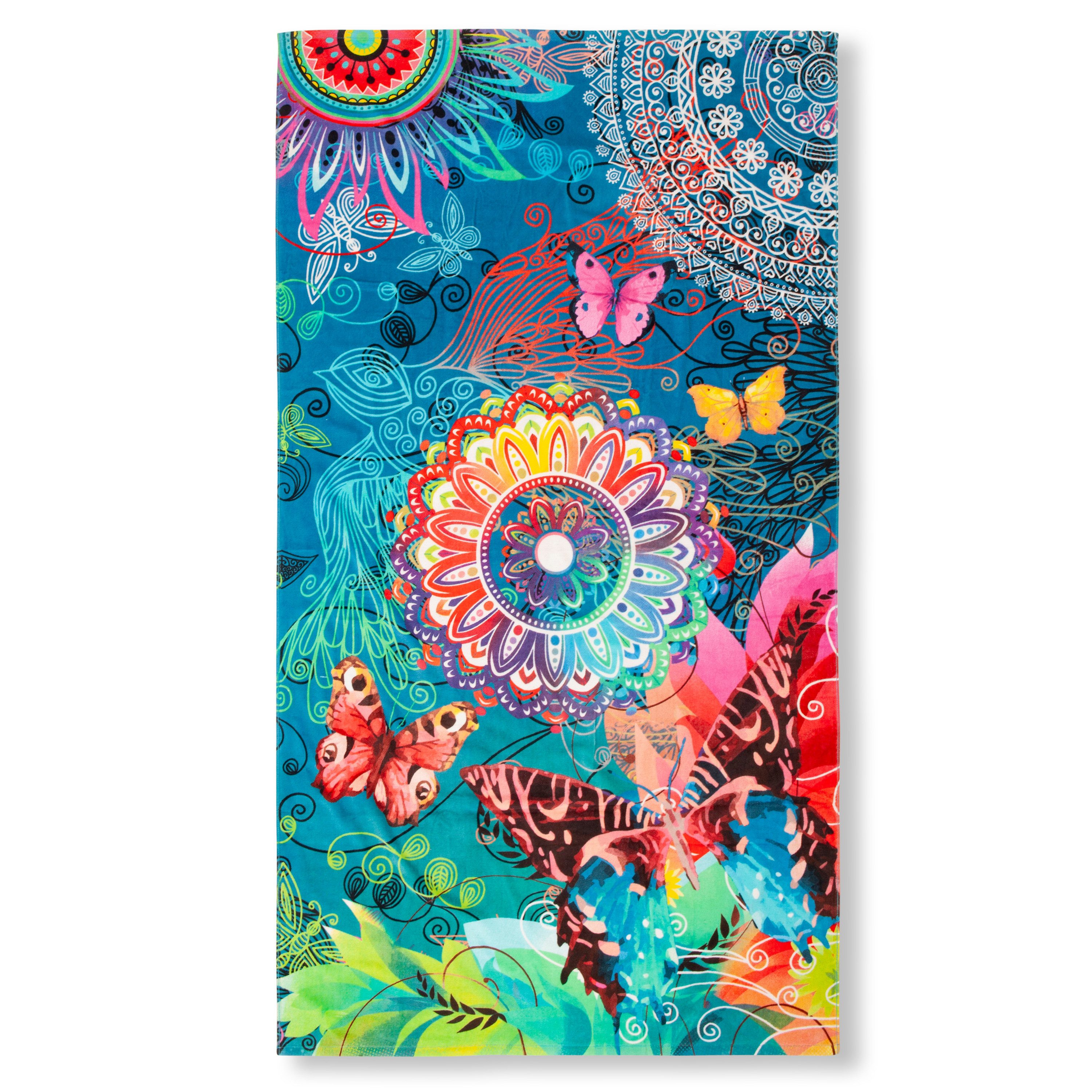 hip Strandtuch Strandtuch 100x180 cm Frottee Parada Mandala's und Schmetterlinge bun, Frottee (Spar Set, 1-St), 1 x Strandtuch HIP 100x180 cm bunt