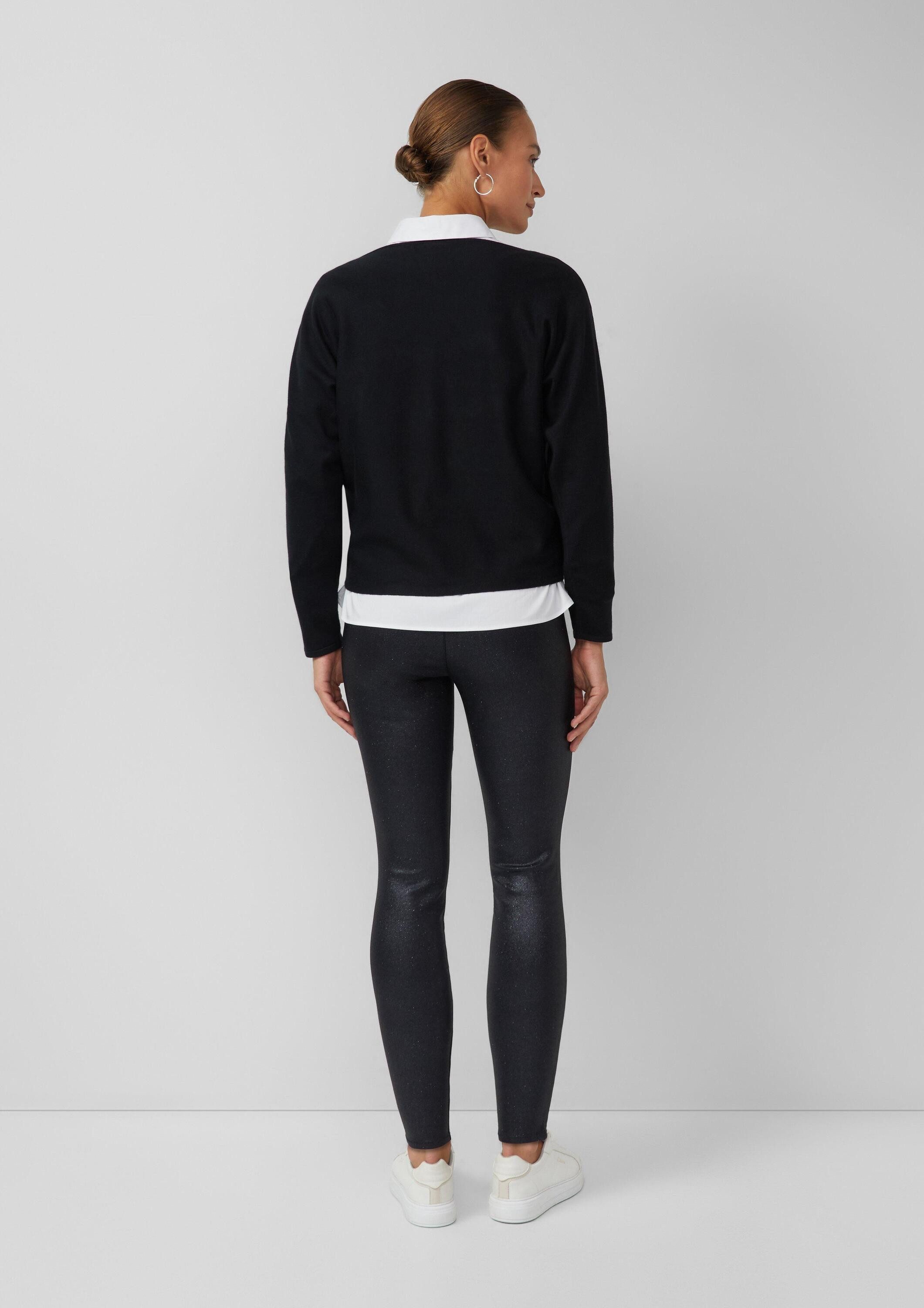 s.Oliver Leggings Hose Hose im Skinny Fit mit Glitzer-Coating und seitlichem Reißverschluss