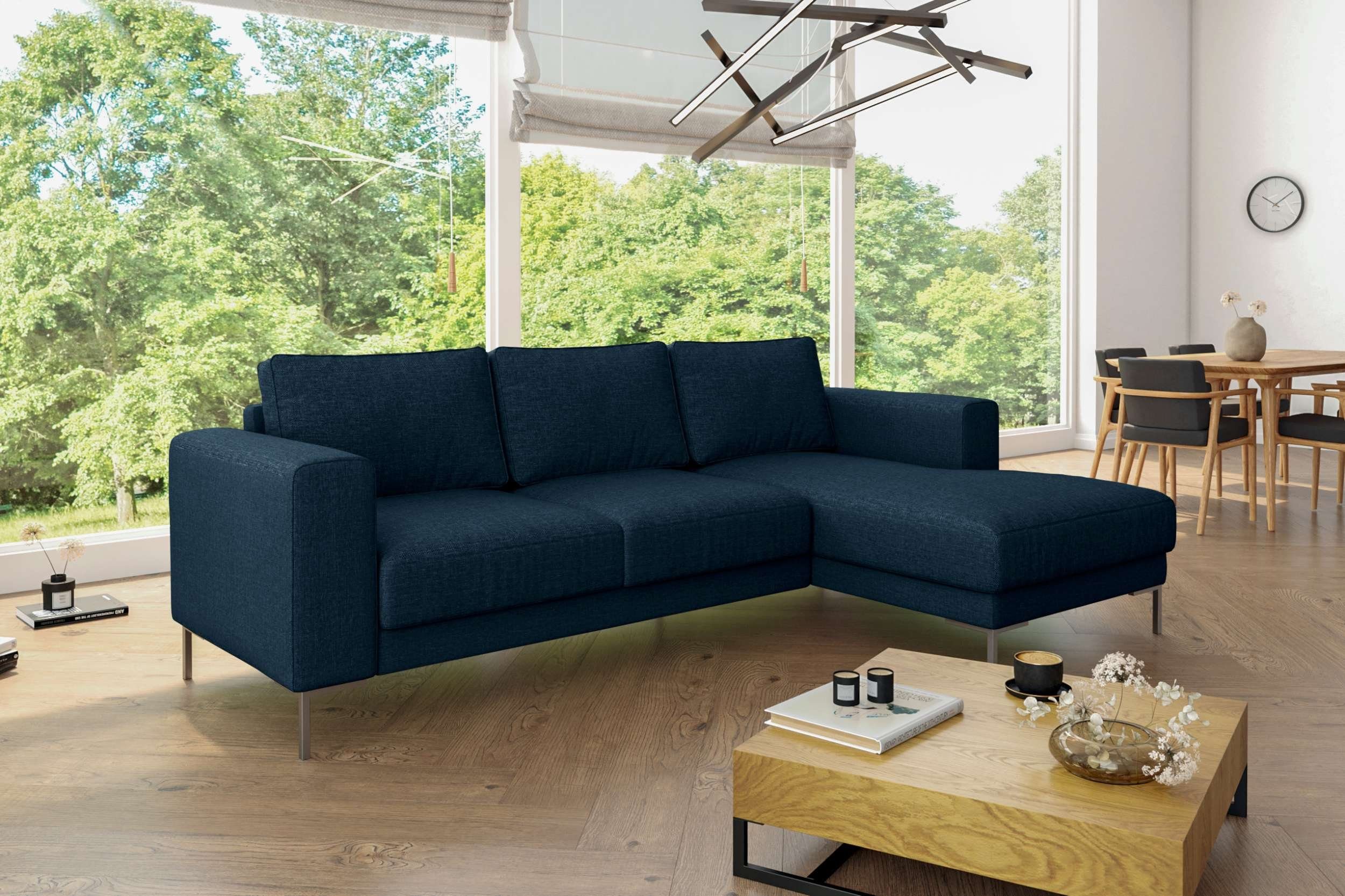 Stylefy Ecksofa Aversa, L-Form, Eckcouch, mane links oder rechts bestellbar, frei im Raum stellbar, Metall, mit Wellenfederung, Modern Design